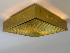 Elegant Mid Century Modern Brass Flush Mount or Ceiling Lamp Sweden 1960s