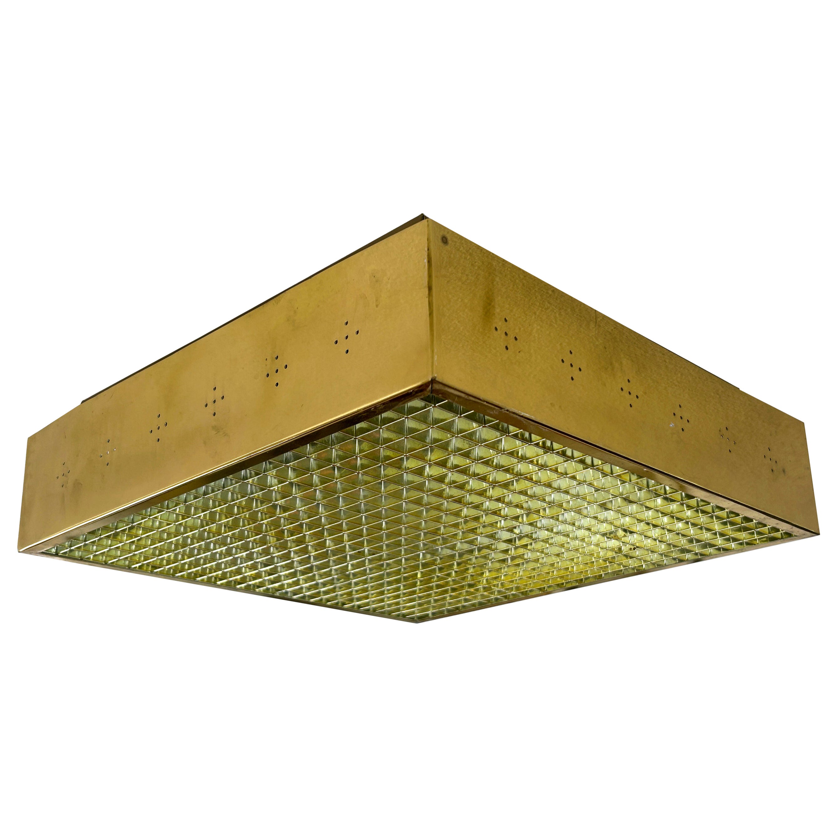 Elegant Mid Century Modern Brass Flush Mount or Ceiling Lamp Sweden 1960s