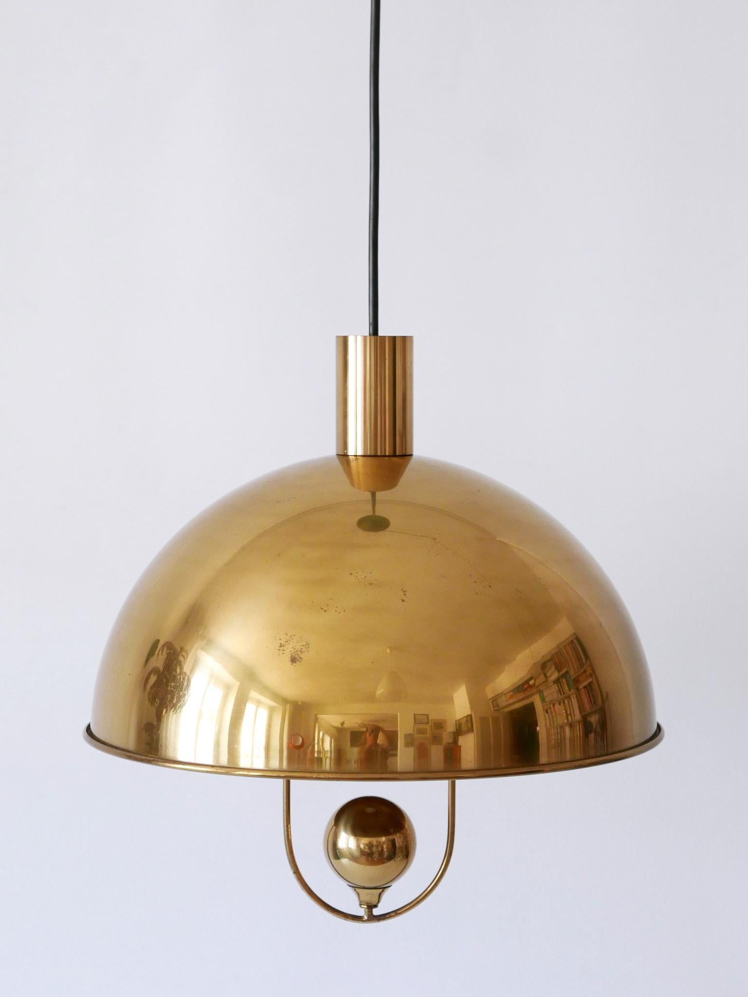 Elegant Mid-Century Modern Brass Pendant Lamp by Florian Schulz Germany 1970s For Sale 6