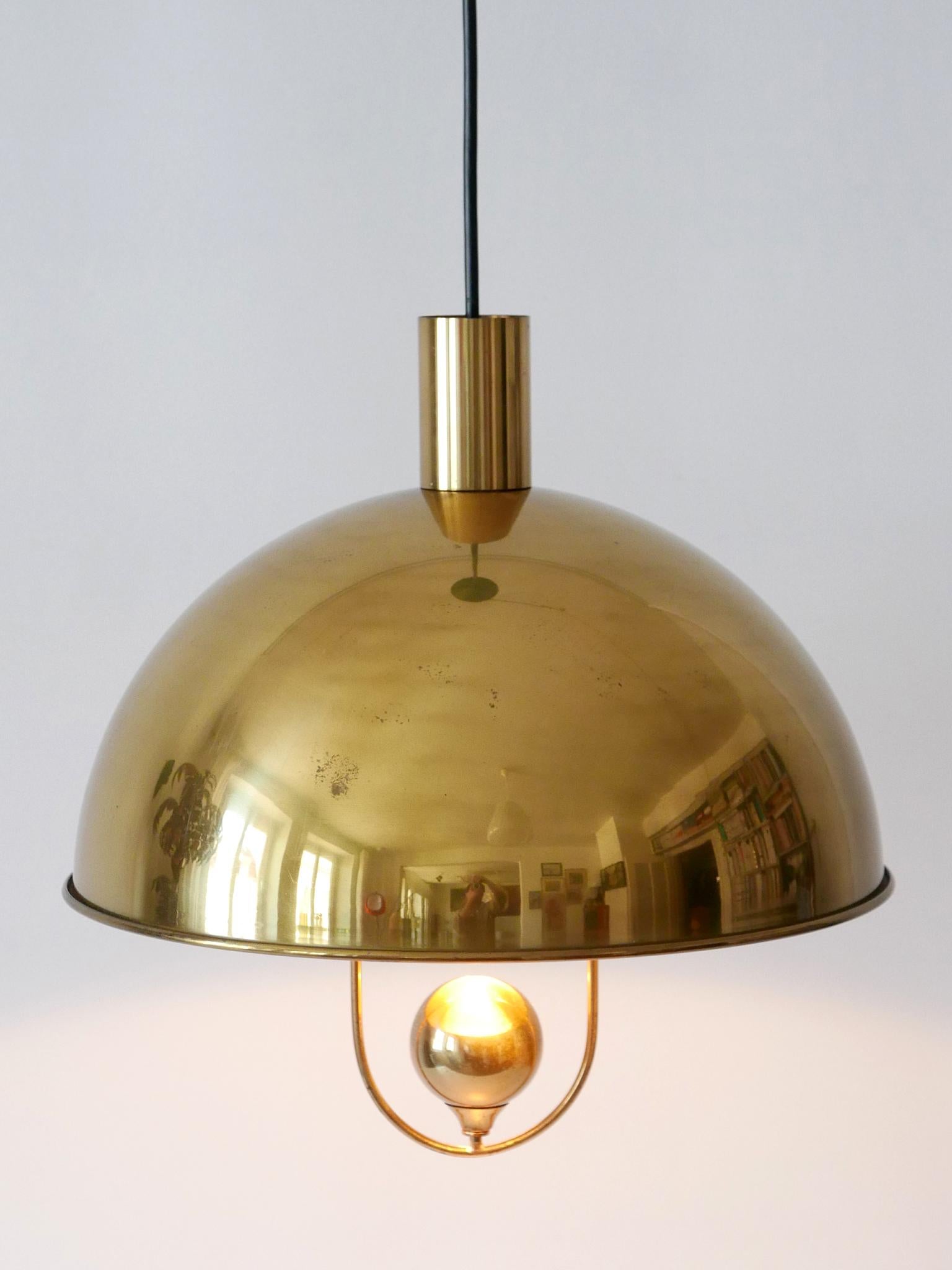 Elegant Mid-Century Modern Brass Pendant Lamp by Florian Schulz Germany 1970s For Sale 8