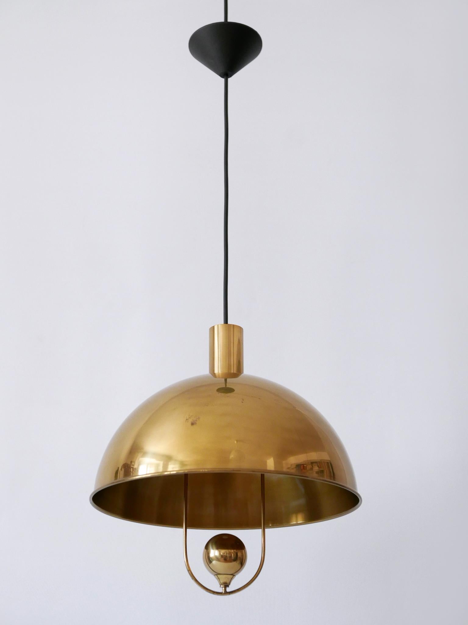 Elegant Mid-Century Modern Brass Pendant Lamp by Florian Schulz Germany 1970s For Sale 9