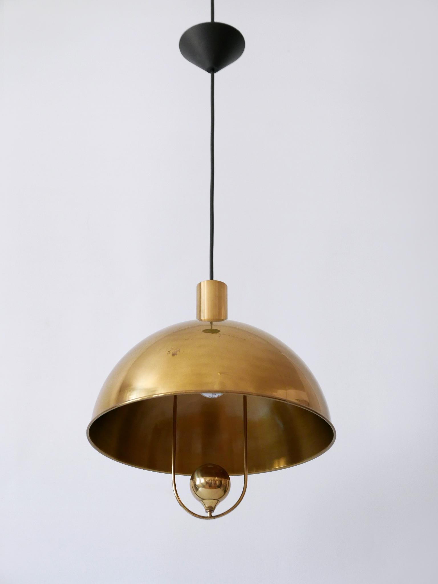 Elegant Mid-Century Modern Brass Pendant Lamp by Florian Schulz Germany 1970s For Sale 10