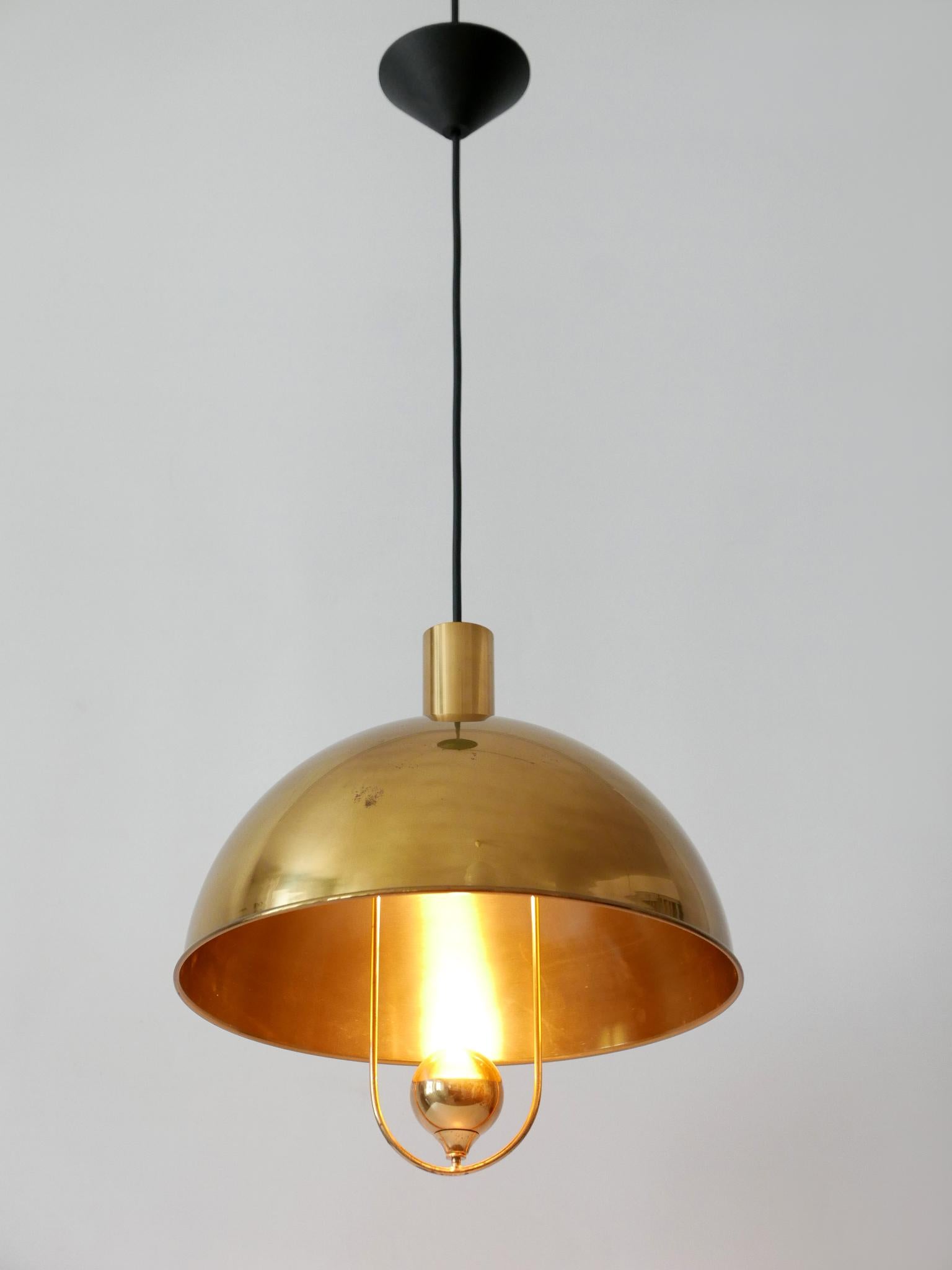 Elegant Mid-Century Modern Brass Pendant Lamp by Florian Schulz Germany 1970s For Sale 11