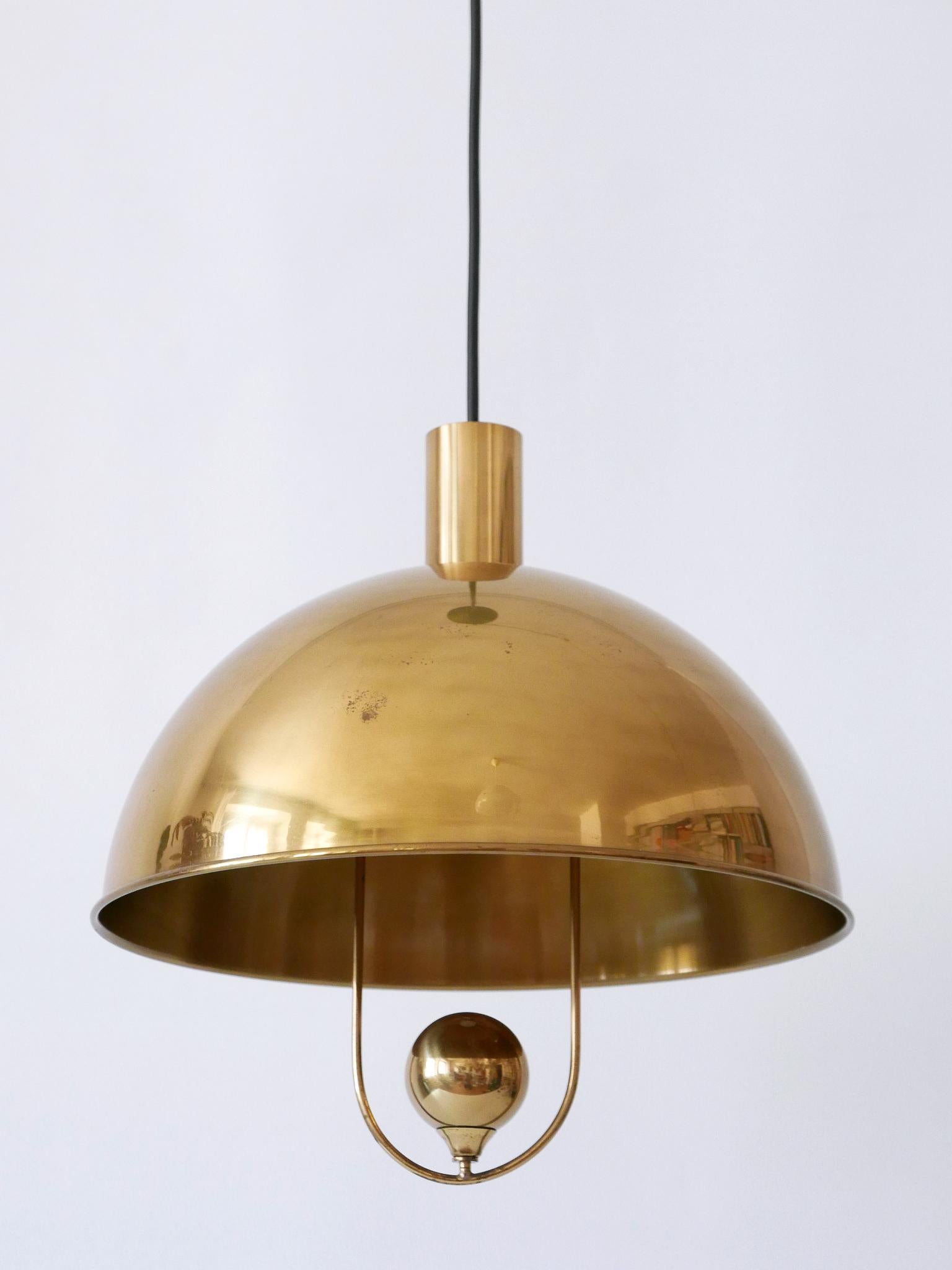 Elegant Mid-Century Modern Brass Pendant Lamp by Florian Schulz Germany 1970s For Sale 12