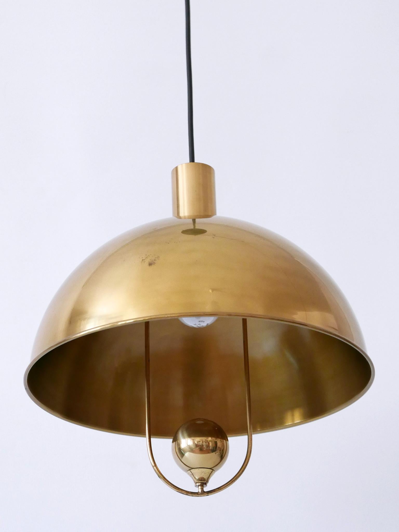 Elegant Mid-Century Modern Brass Pendant Lamp by Florian Schulz Germany 1970s For Sale 13
