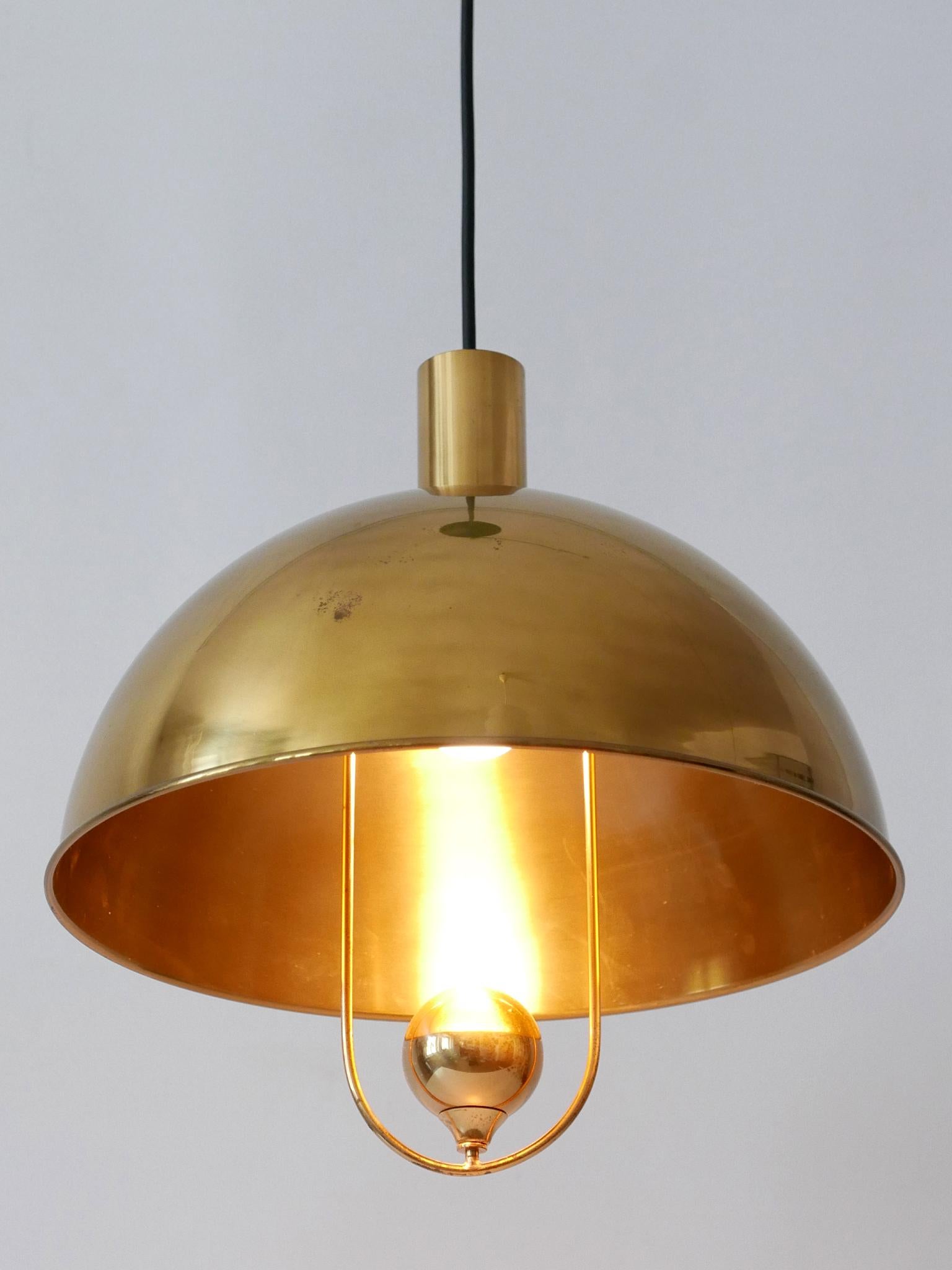 Elegant Mid-Century Modern Brass Pendant Lamp by Florian Schulz Germany 1970s For Sale 14