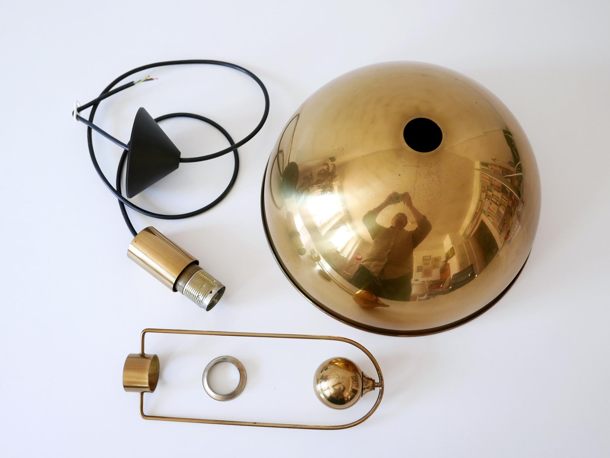 Elegant Mid-Century Modern Brass Pendant Lamp by Florian Schulz Germany 1970s For Sale 15