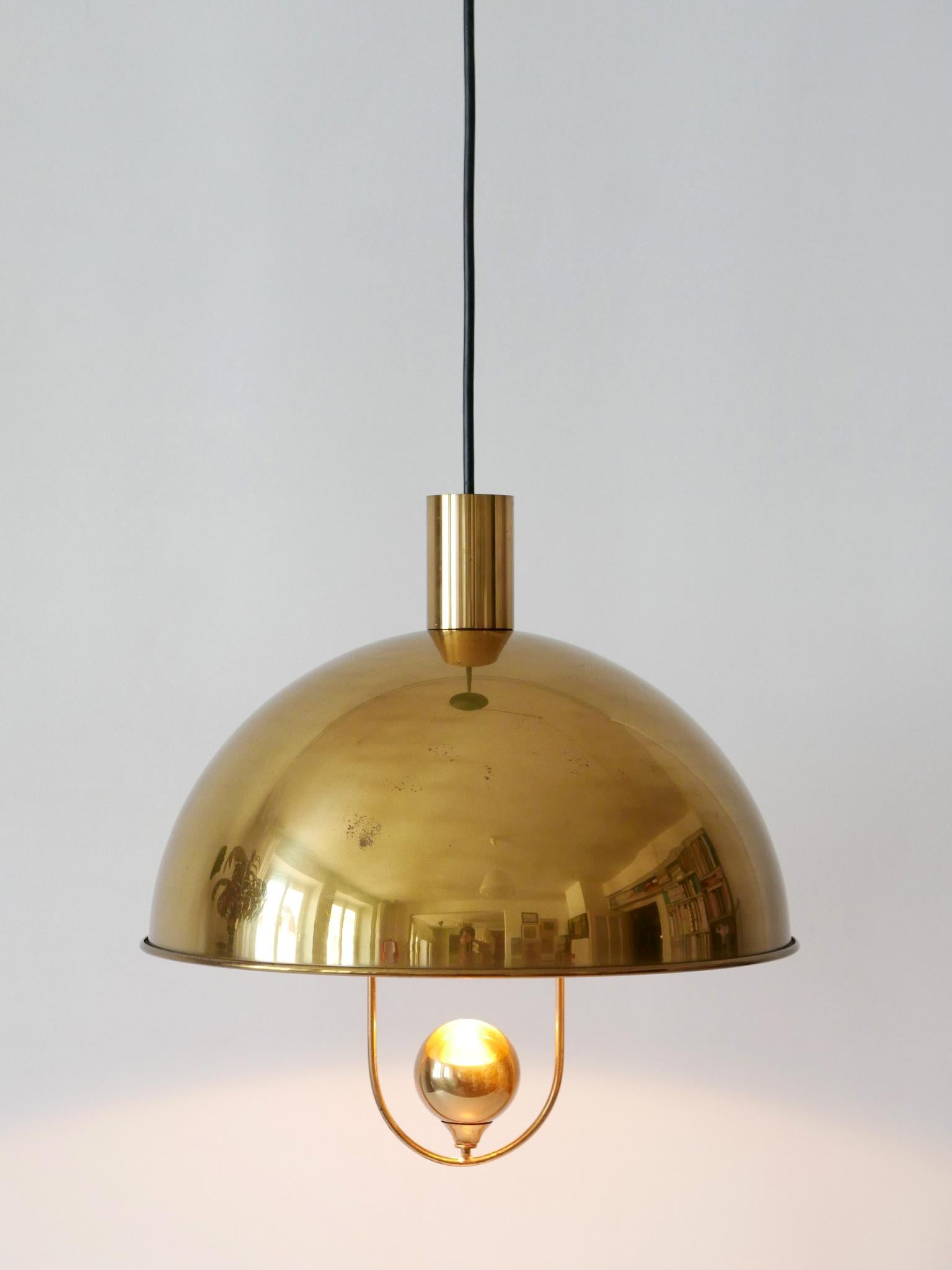 Elegant Mid-Century Modern Brass Pendant Lamp by Florian Schulz Germany 1970s For Sale 1