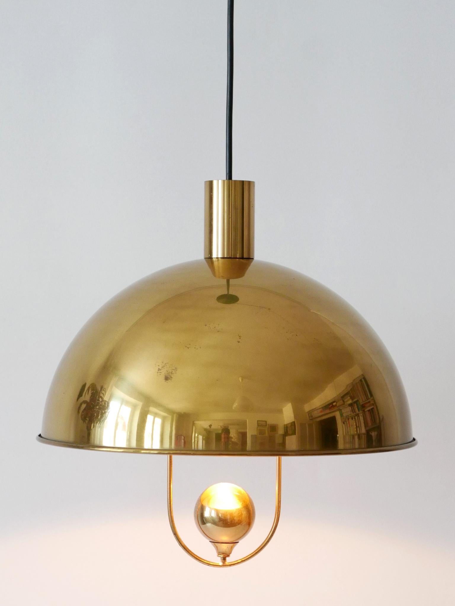 Elegant Mid-Century Modern Brass Pendant Lamp by Florian Schulz Germany 1970s For Sale 2