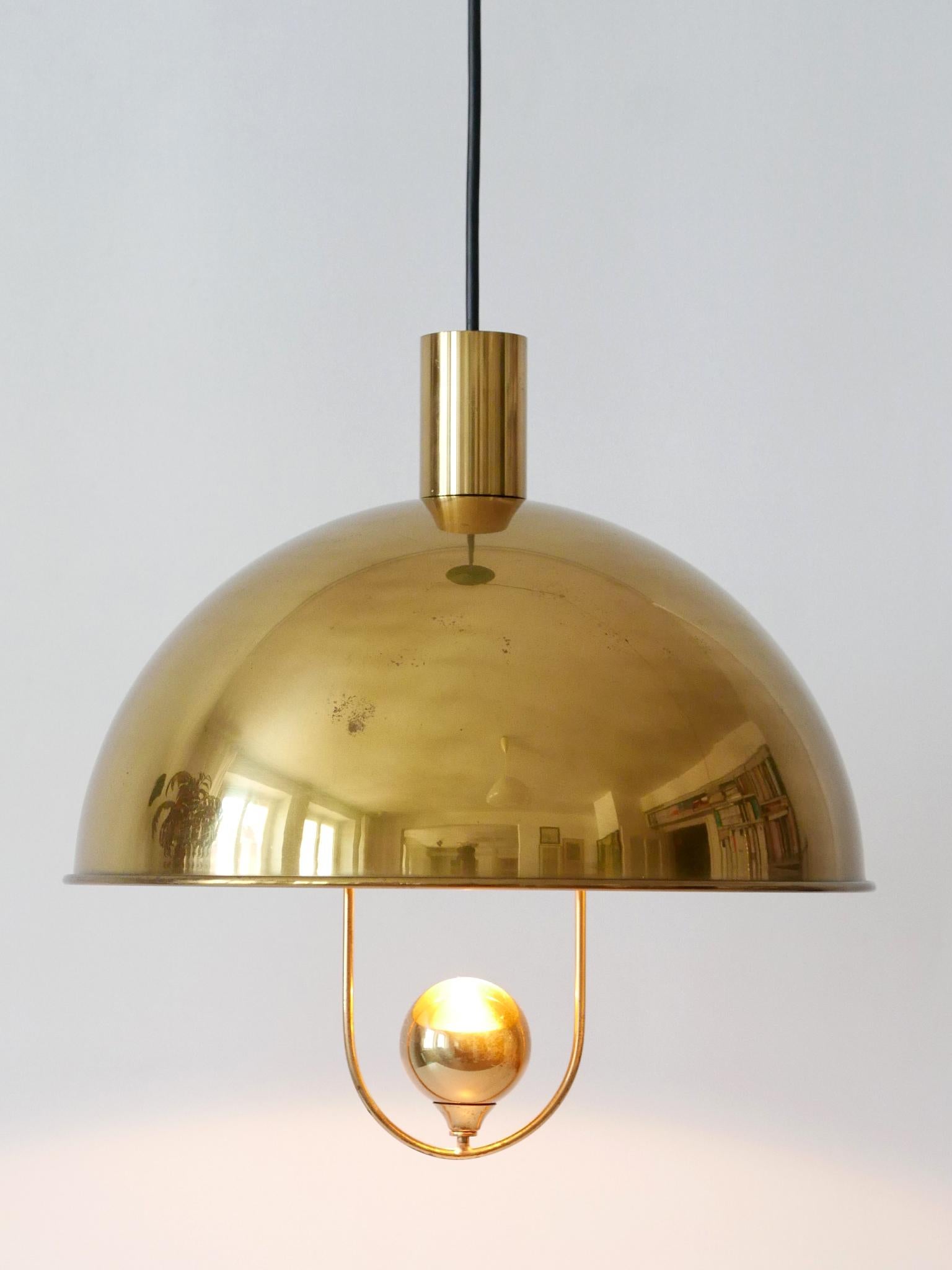Elegant Mid-Century Modern Brass Pendant Lamp by Florian Schulz Germany 1970s For Sale 3