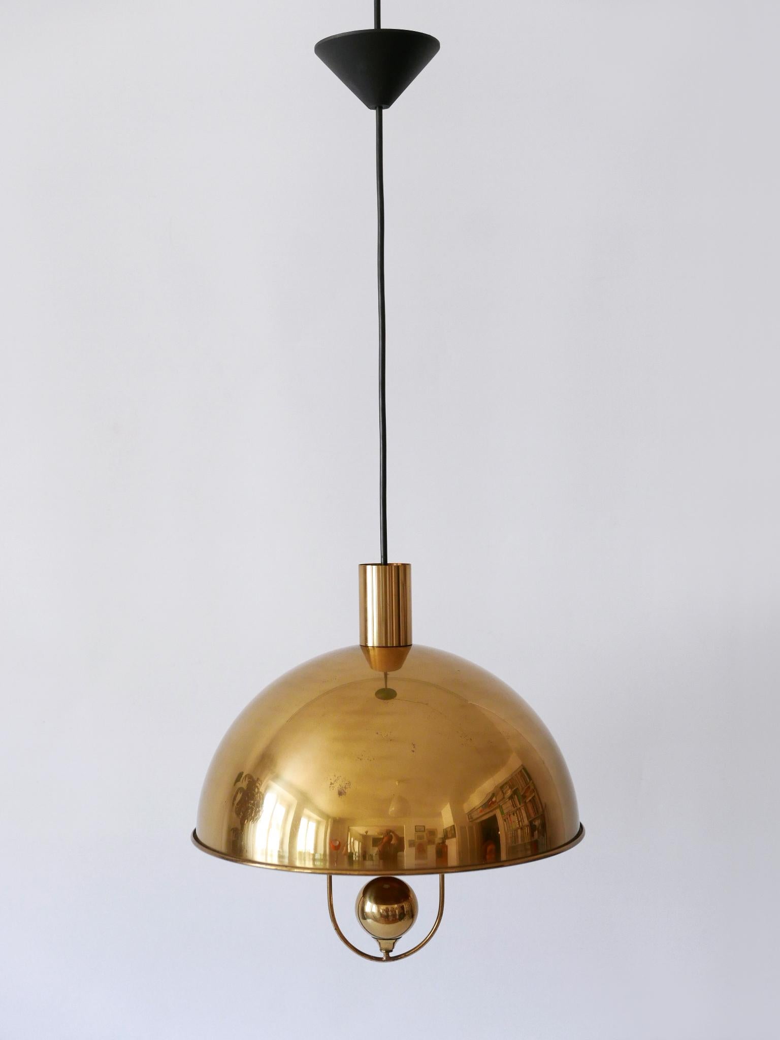 Elegant Mid-Century Modern Brass Pendant Lamp by Florian Schulz Germany 1970s For Sale 4