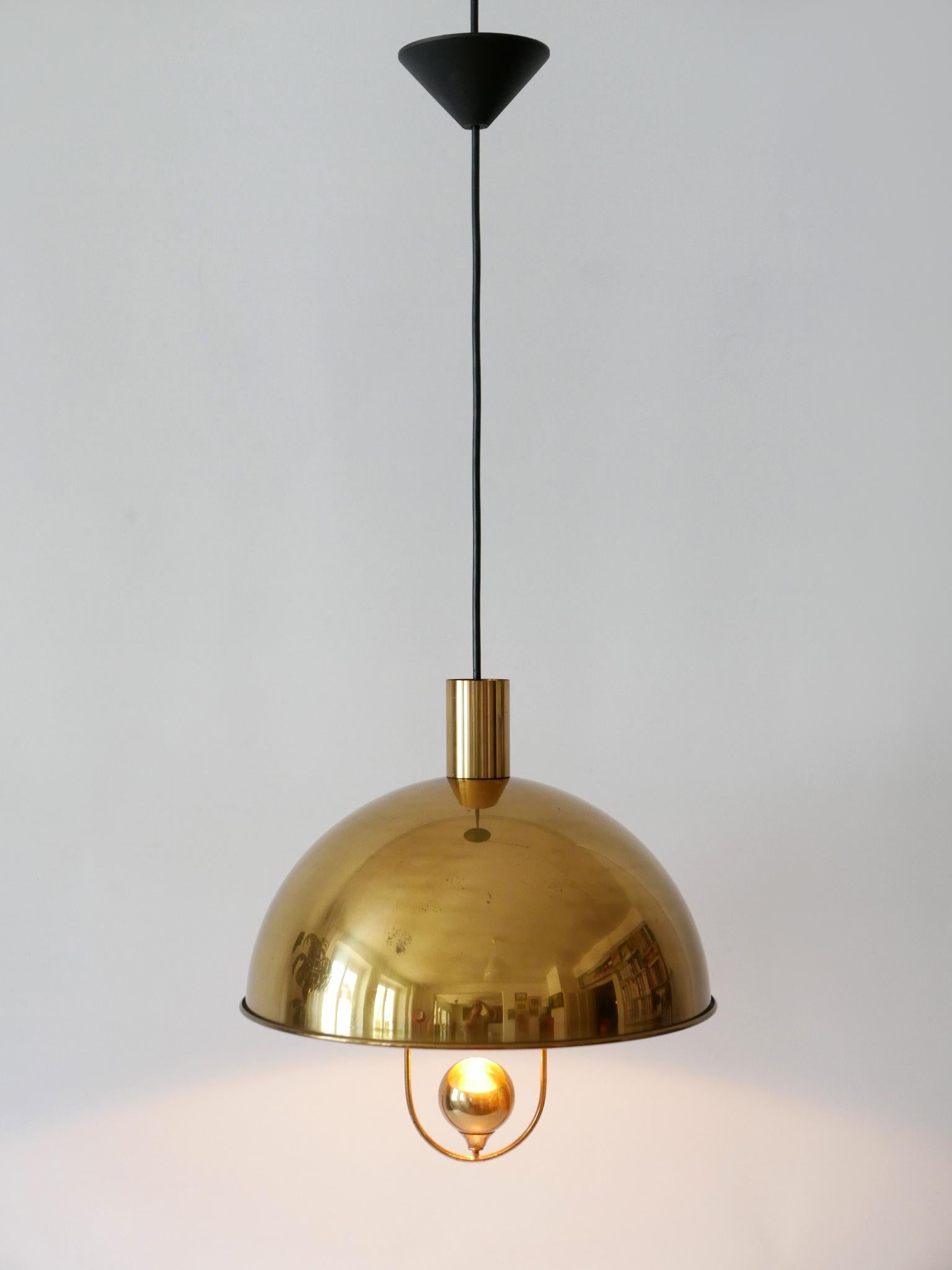 Elegant Mid-Century Modern Brass Pendant Lamp by Florian Schulz Germany 1970s For Sale 5