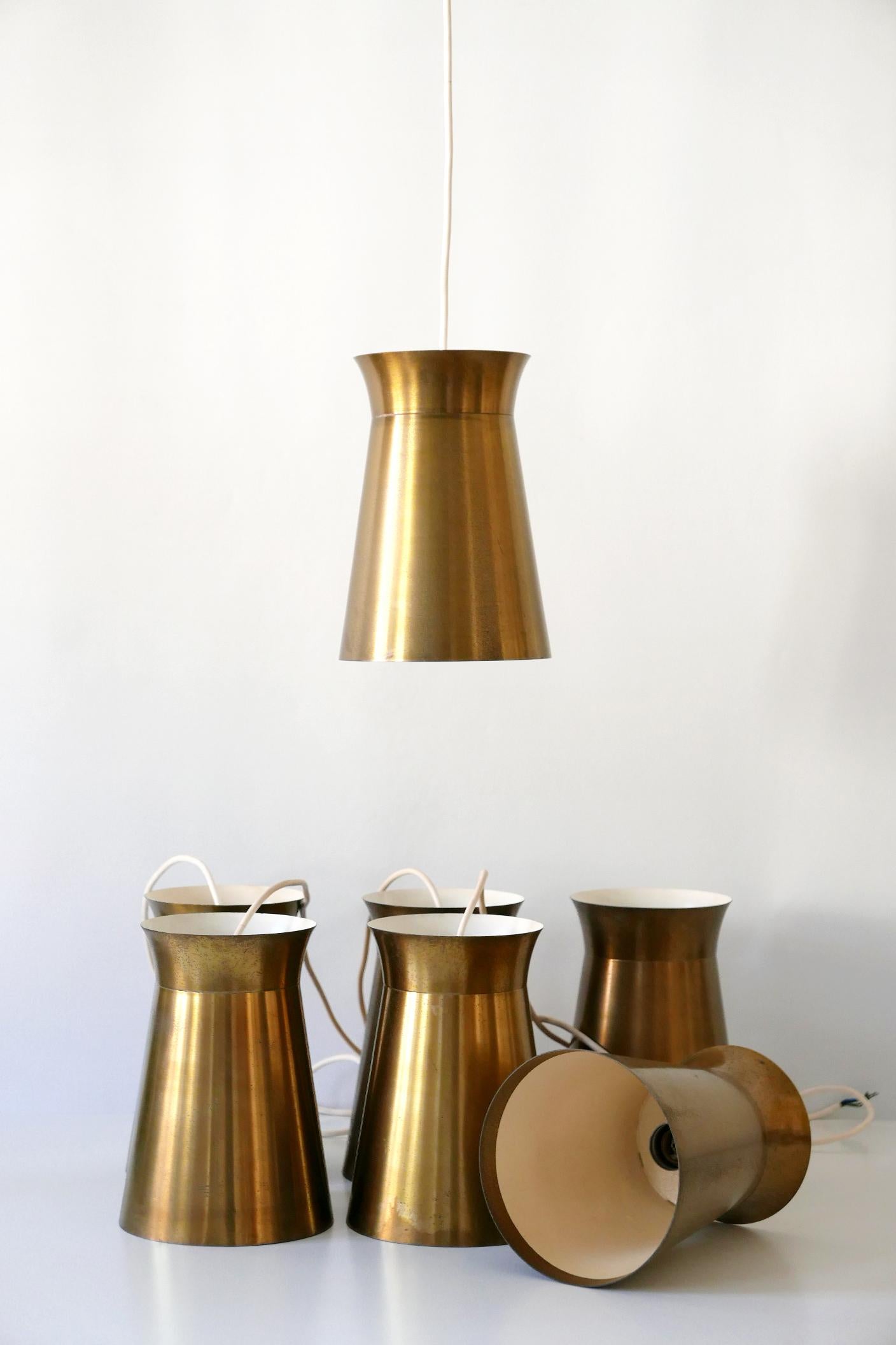 Elegant Mid-Century Modern Brass Pendant Lamps or Hanging Lights, 1950s, Germany For Sale 6