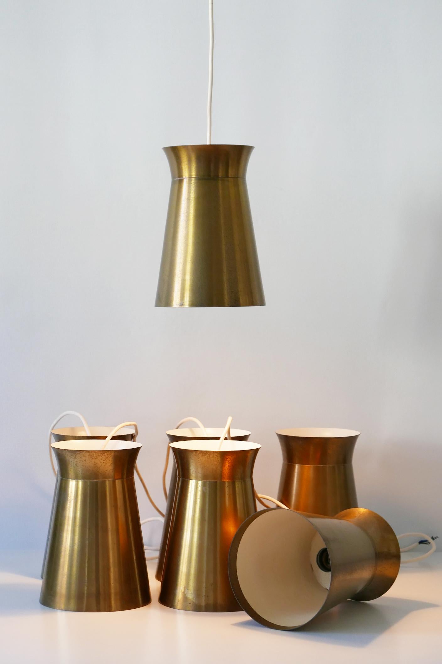 Elegant Mid-Century Modern Brass Pendant Lamps or Hanging Lights, 1950s, Germany For Sale 7