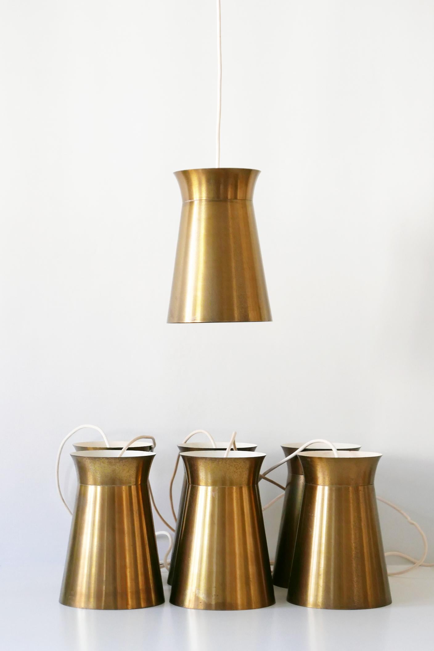 Elegant Mid-Century Modern Brass Pendant Lamps or Hanging Lights, 1950s, Germany For Sale 8