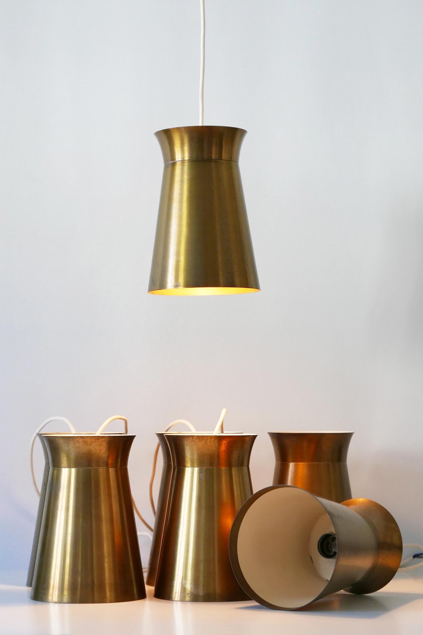 Elegant Mid-Century Modern Brass Pendant Lamps or Hanging Lights, 1950s, Germany For Sale 9