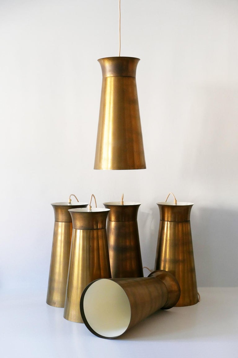 Elegant Mid-Century Modern Brass Pendant Lamps or Hanging Lights, 1950s, Germany For Sale 11