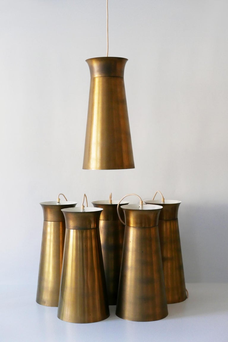 Elegant Mid-Century Modern Brass Pendant Lamps or Hanging Lights, 1950s, Germany For Sale 12