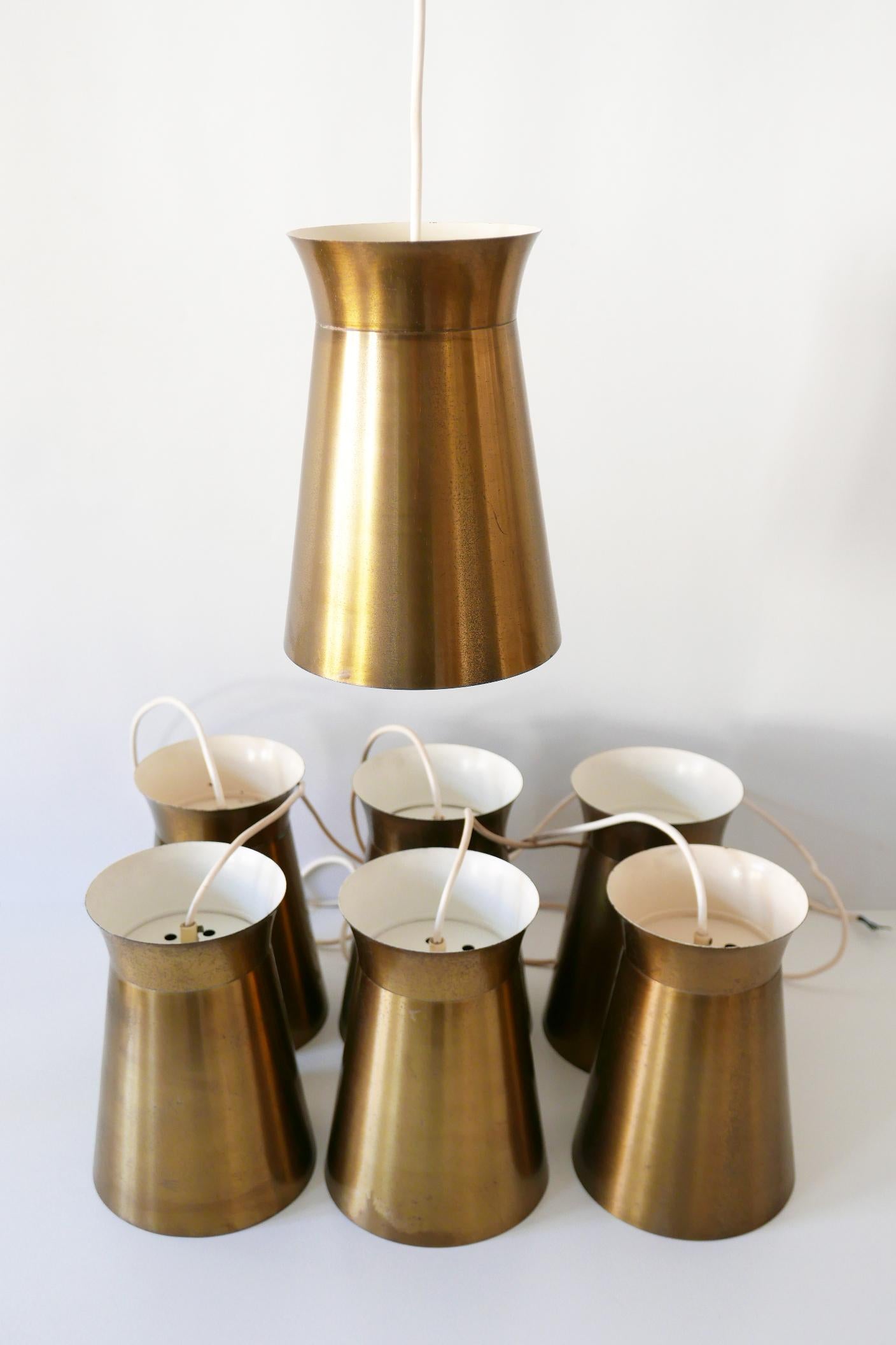 Elegant Mid-Century Modern Brass Pendant Lamps or Hanging Lights, 1950s, Germany For Sale 13