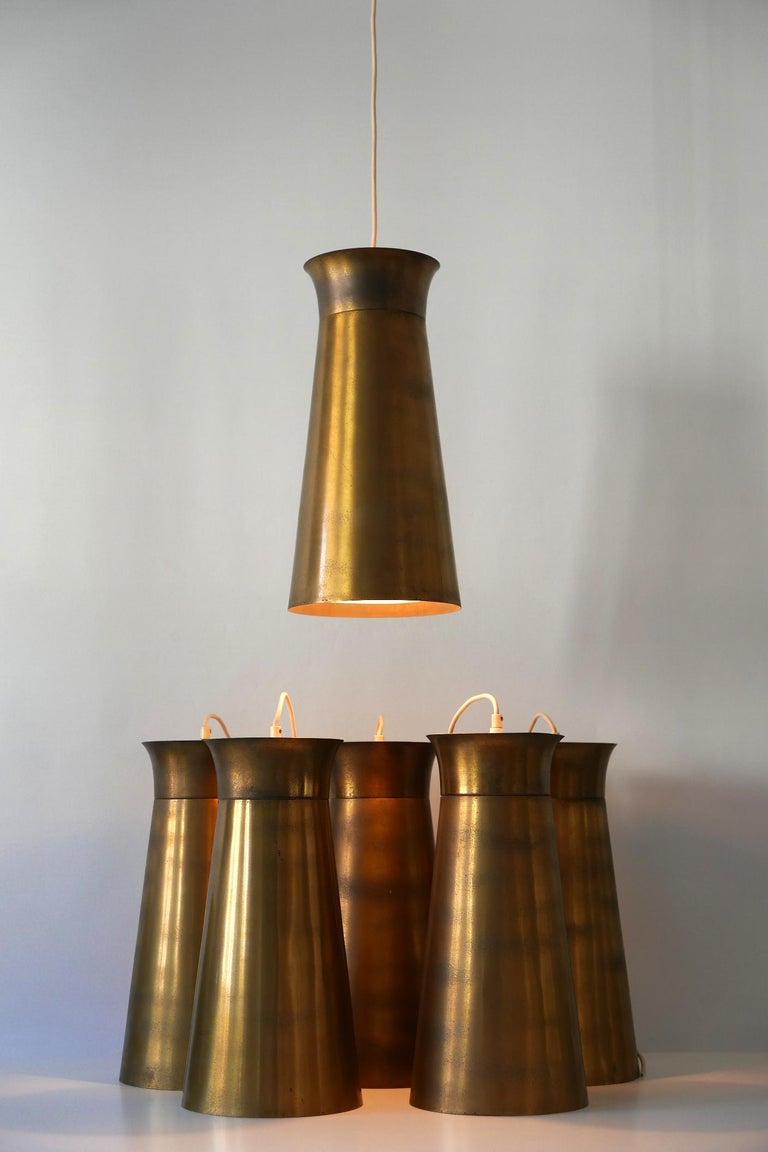 Elegant Mid-Century Modern Brass Pendant Lamps or Hanging Lights, 1950s, Germany For Sale 13