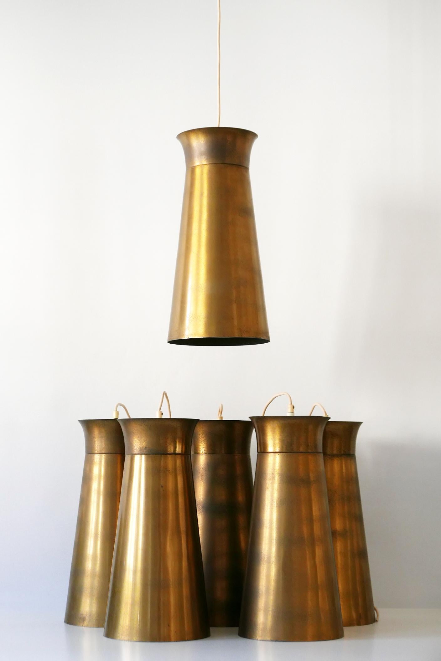 Elegant Mid-Century Modern Brass Pendant Lamps or Hanging Lights, 1950s, Germany For Sale 14