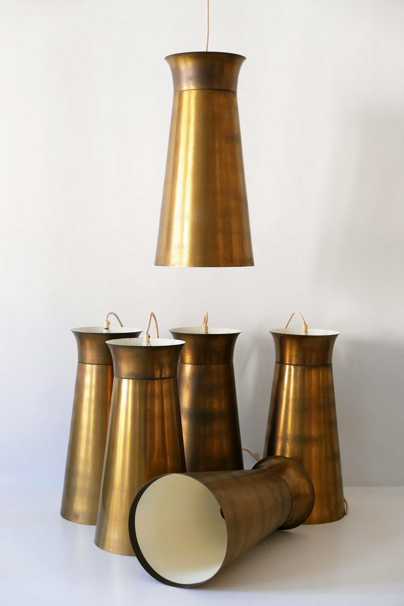 Elegant Mid-Century Modern Brass Pendant Lamps or Hanging Lights, 1950s, Germany For Sale 15