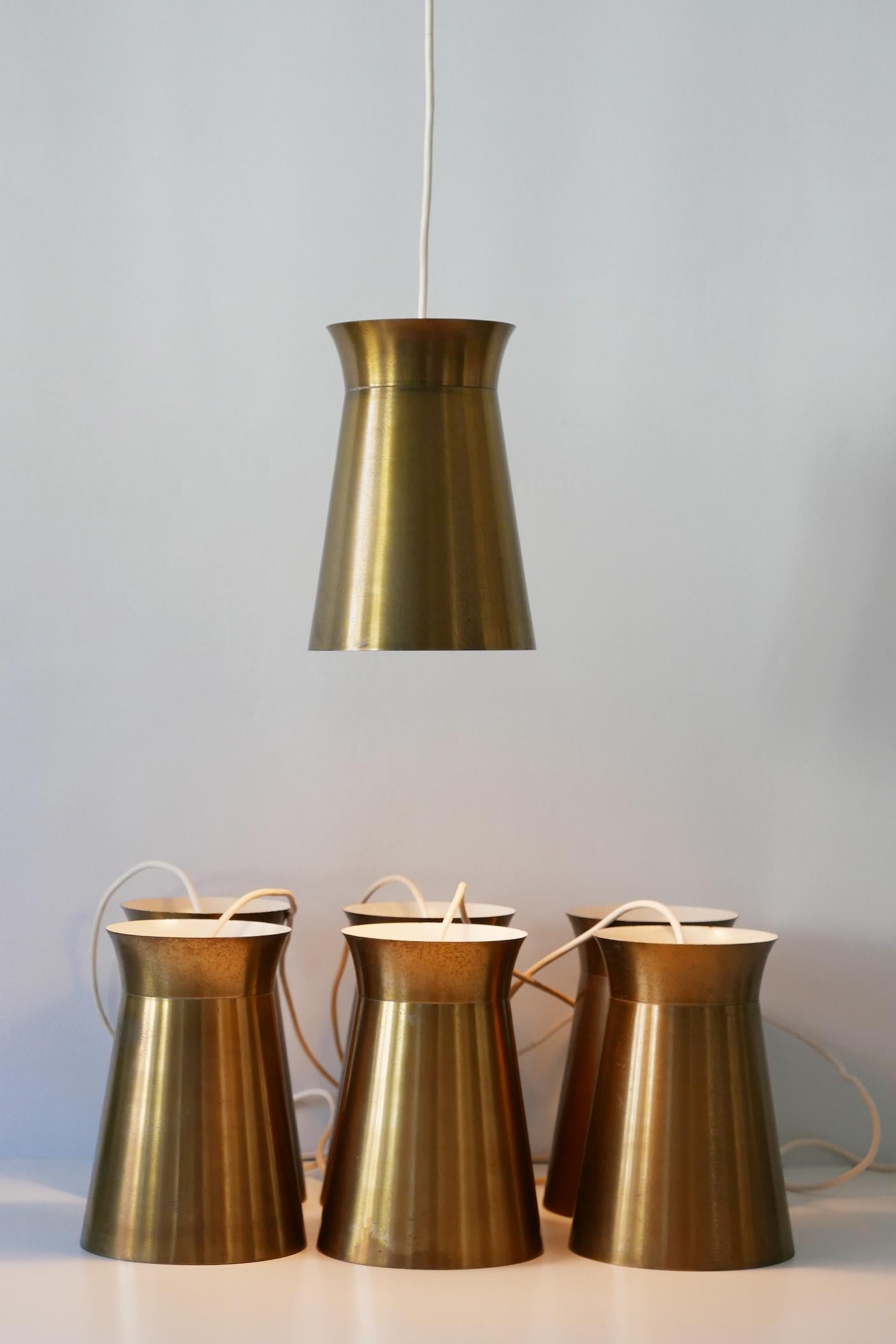 Elegant Mid-Century Modern Brass Pendant Lamps or Hanging Lights, 1950s, Germany In Good Condition For Sale In Munich, DE