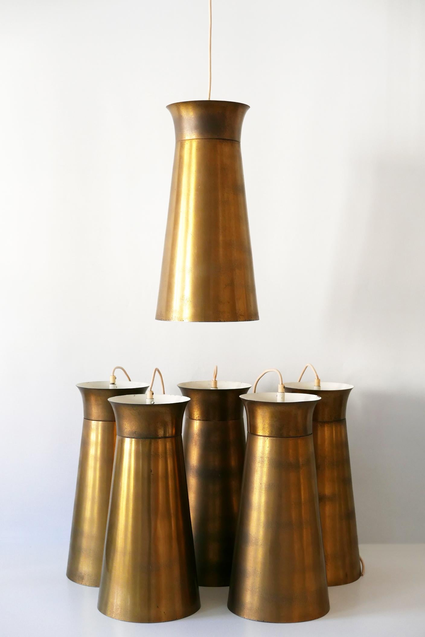 Elegant Mid-Century Modern Brass Pendant Lamps or Hanging Lights, 1950s, Germany In Good Condition For Sale In Munich, DE