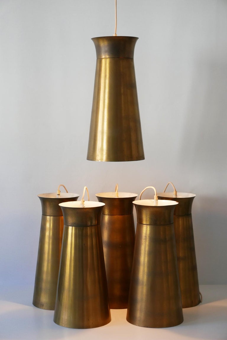 Mid-20th Century Elegant Mid-Century Modern Brass Pendant Lamps or Hanging Lights, 1950s, Germany For Sale
