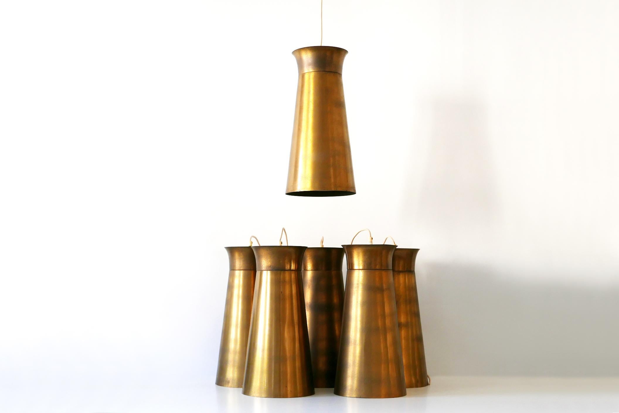 Elegant Mid-Century Modern Brass Pendant Lamps or Hanging Lights, 1950s, Germany For Sale 1
