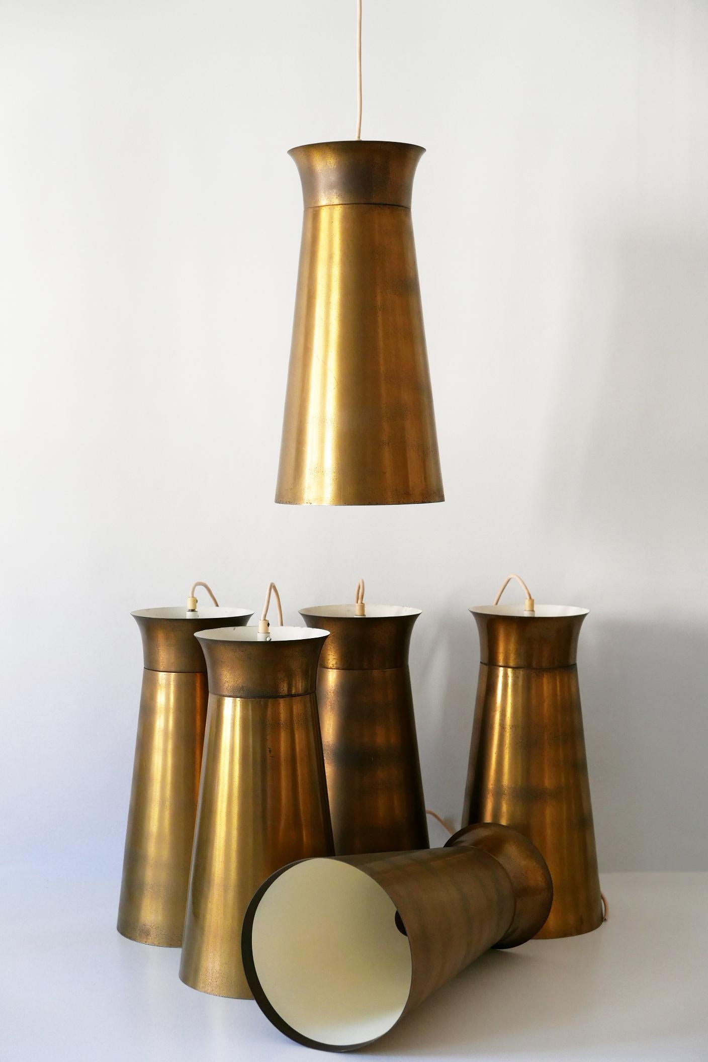 Elegant Mid-Century Modern Brass Pendant Lamps or Hanging Lights, 1950s, Germany For Sale 3
