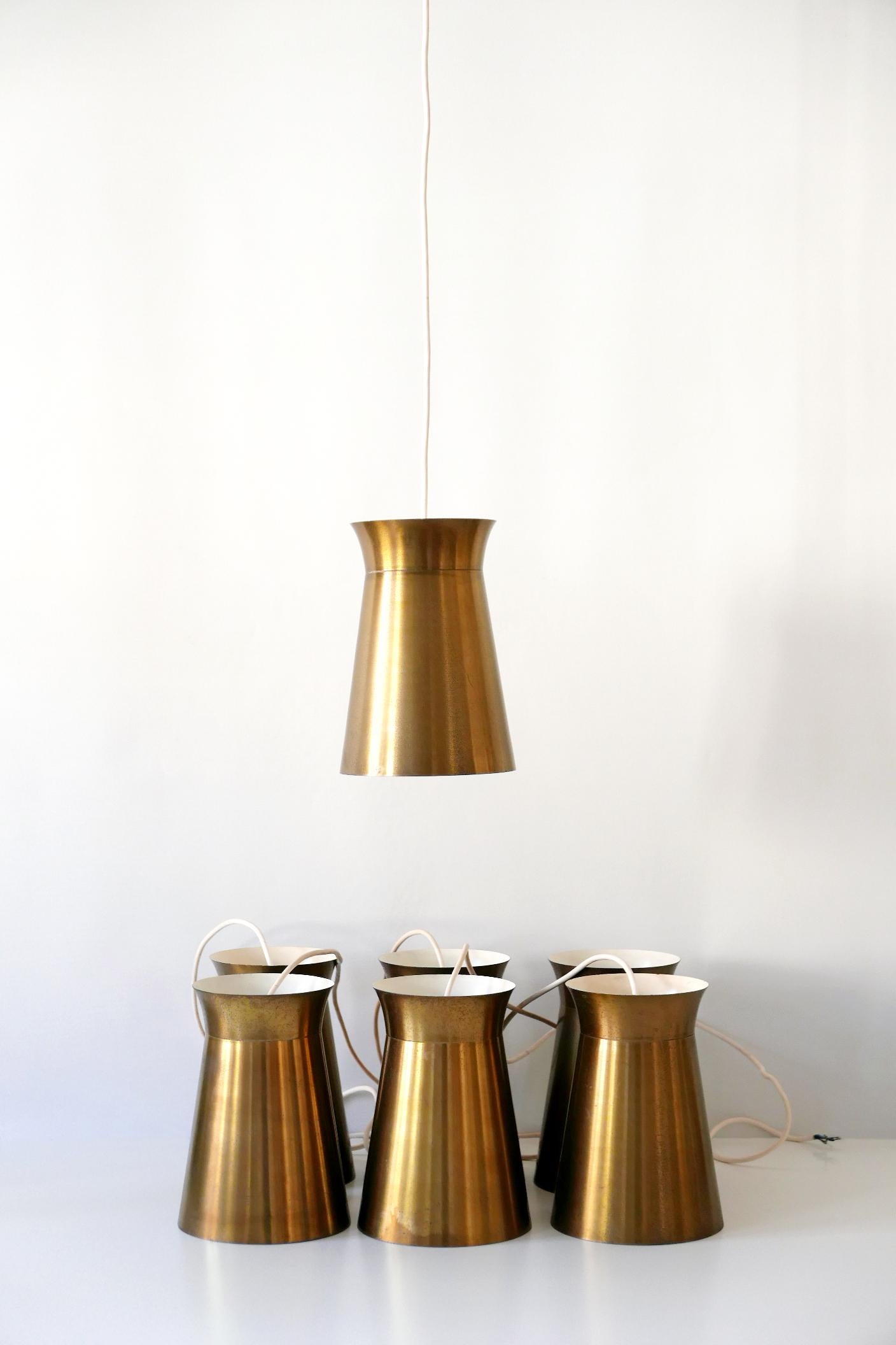 Elegant Mid-Century Modern Brass Pendant Lamps or Hanging Lights, 1950s, Germany For Sale 5