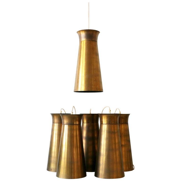 Elegant Mid-Century Modern Brass Pendant Lamps or Hanging Lights, 1950s, Germany For Sale