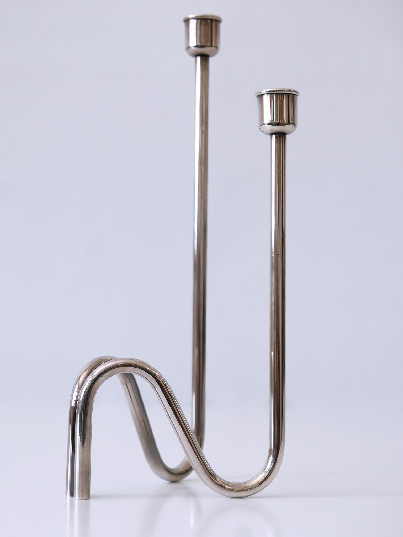 Elegant Mid-Century Modern Candle Holder Flamma by Lino Sabattini Italy 1970s In Good Condition For Sale In Munich, DE