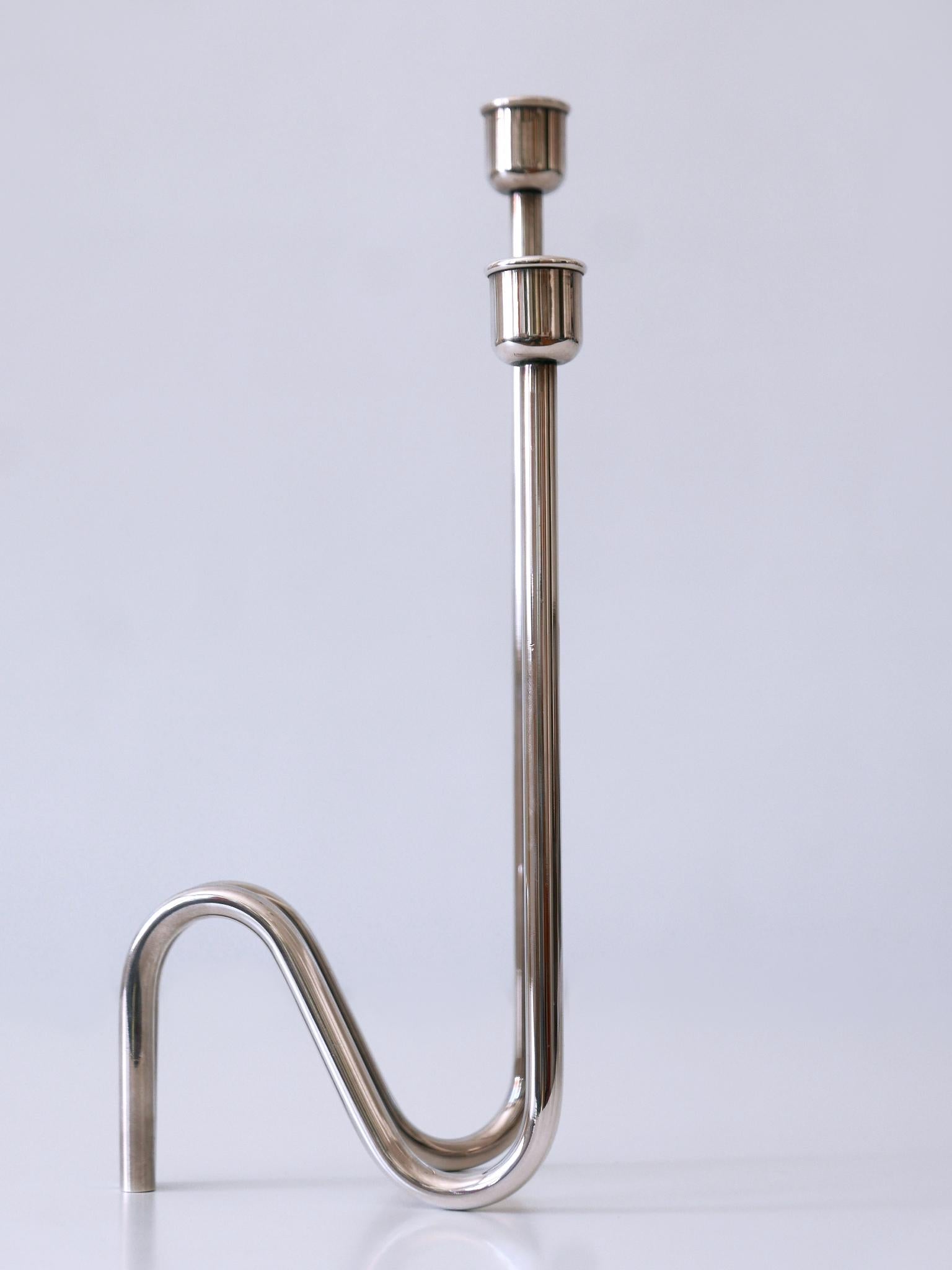 Metal Elegant Mid-Century Modern Candle Holder Flamma by Lino Sabattini Italy 1970s For Sale