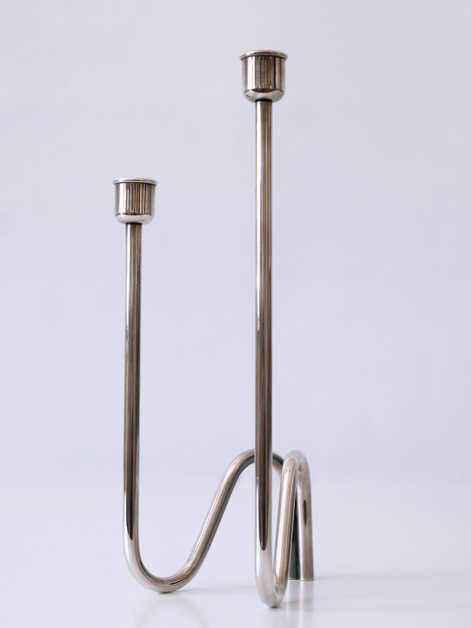 Eleganter eleganter Mid-Century Modern-Kerzenhalter Flamma von Lino Sabattini Italien 1970er Jahre im Angebot 1