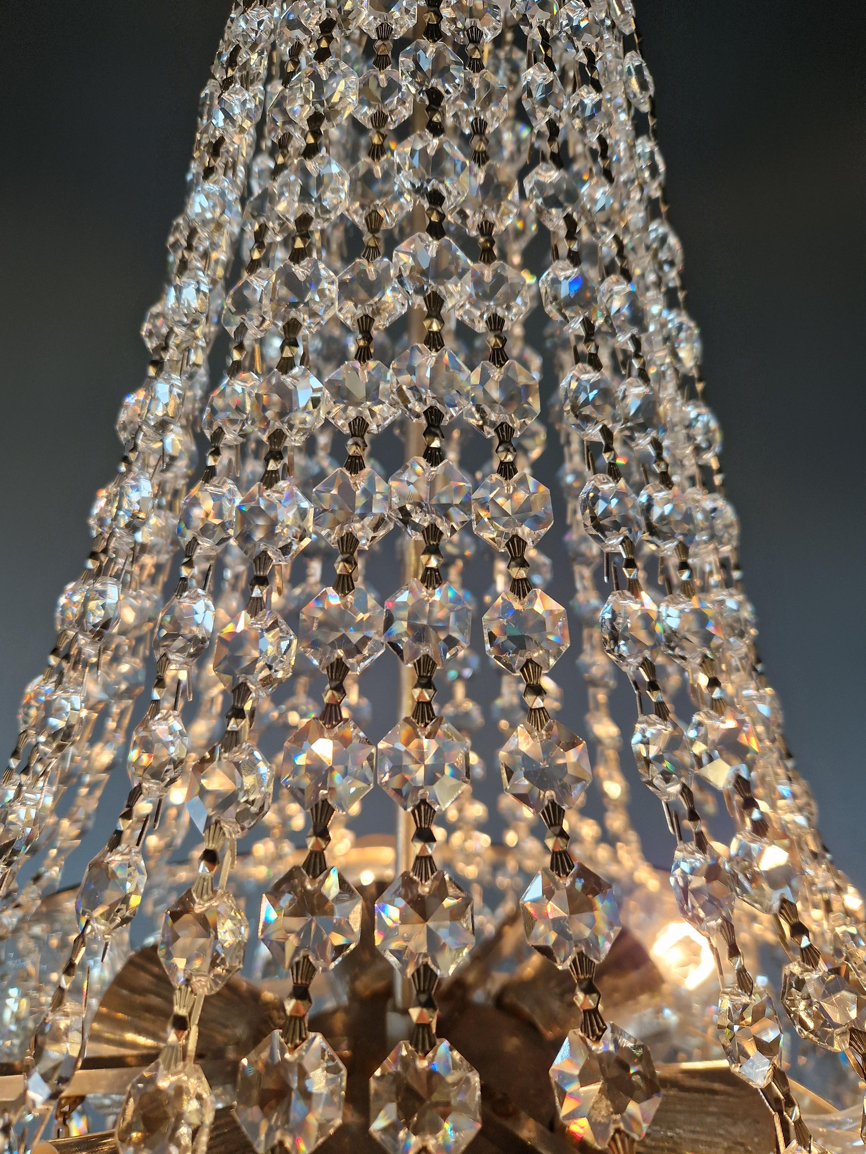 Elegant Mid-Century Modern Chandelier Brass Vintage Germany, ca. 1950 5