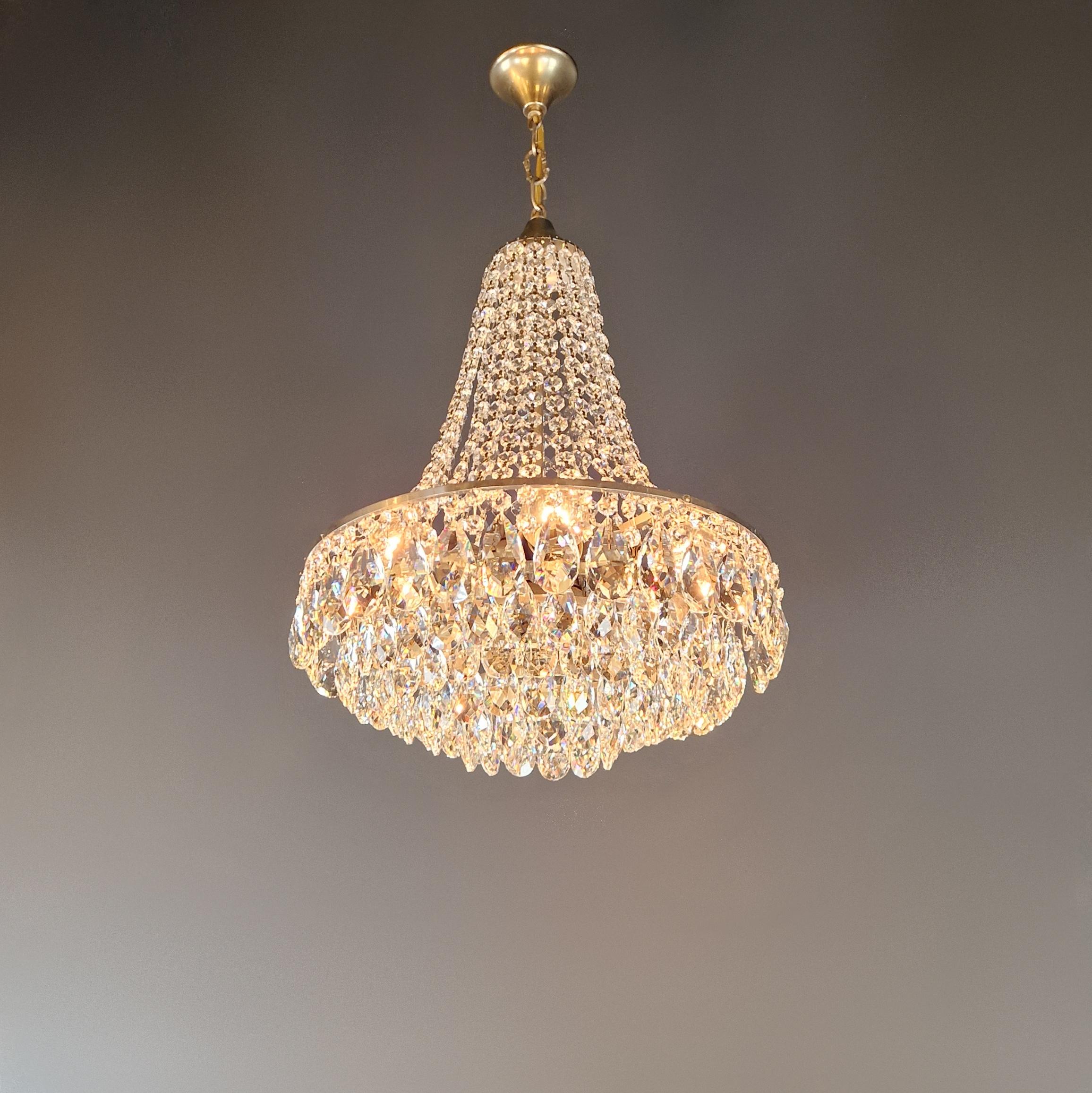 Mid-20th Century Elegant Mid-Century Modern Chandelier Brass Vintage Germany, ca. 1950