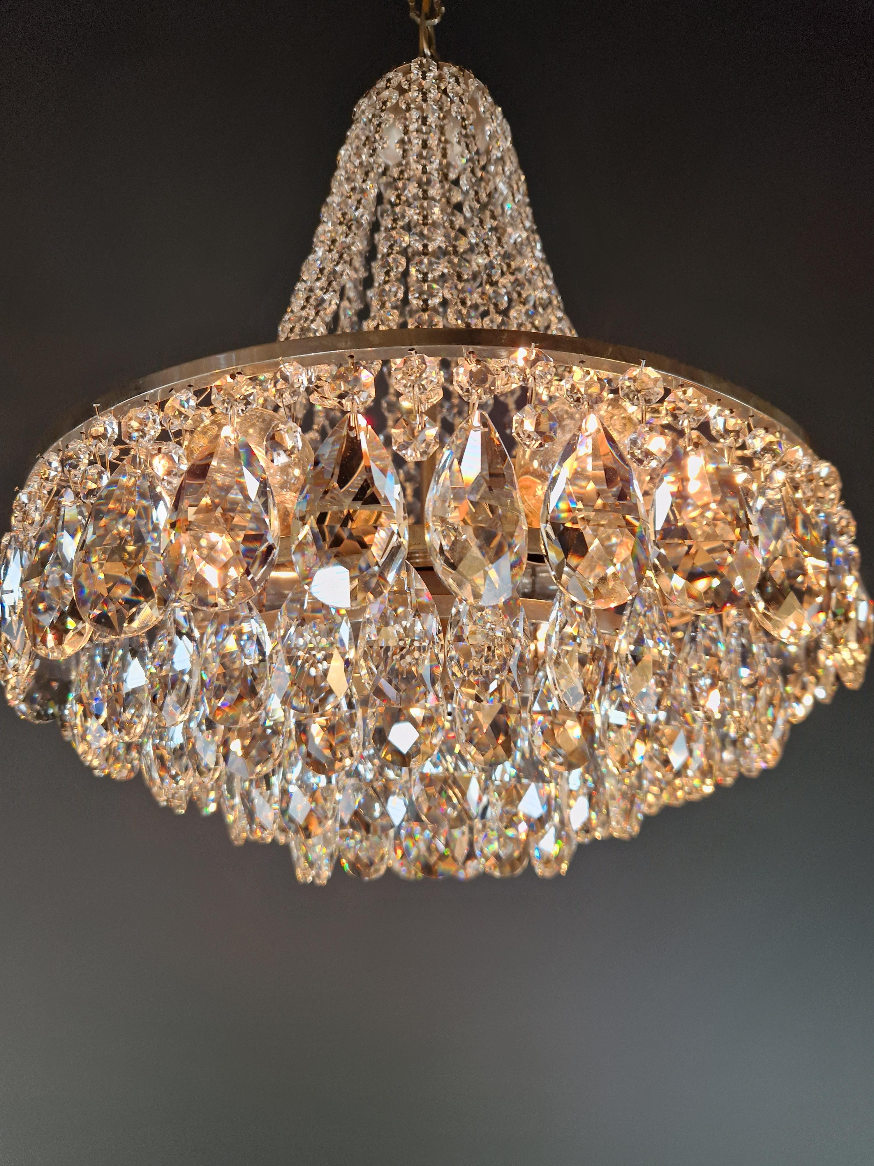 Elegant Mid-Century Modern Chandelier Brass Vintage Germany, ca. 1950 2