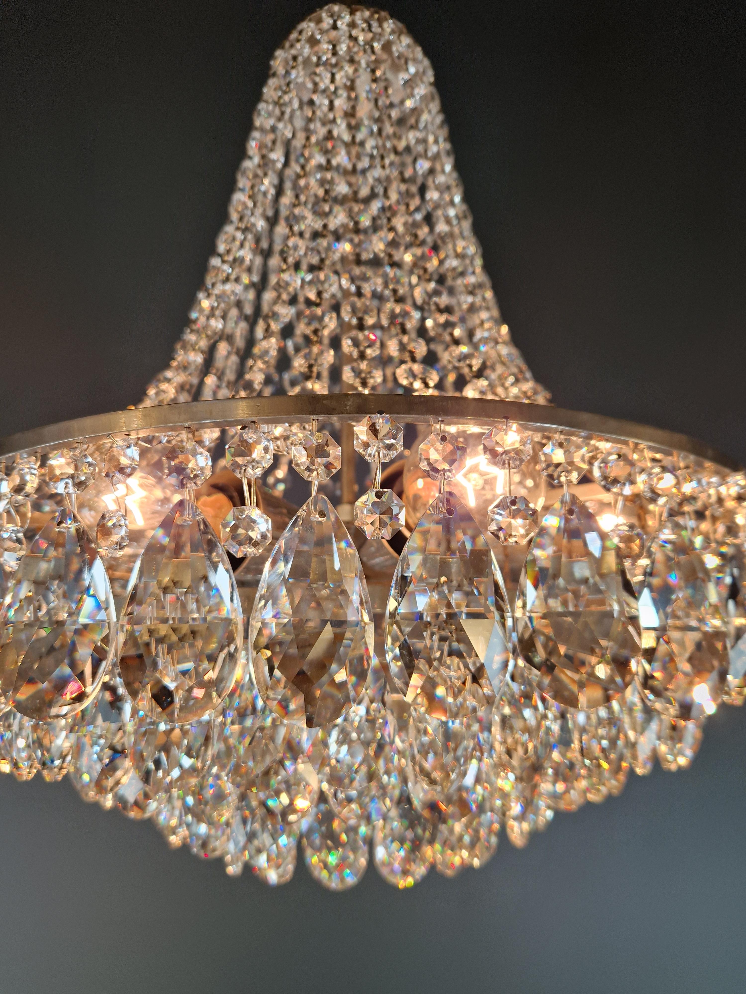 Elegant Mid-Century Modern Chandelier Brass Vintage Germany, ca. 1950 3