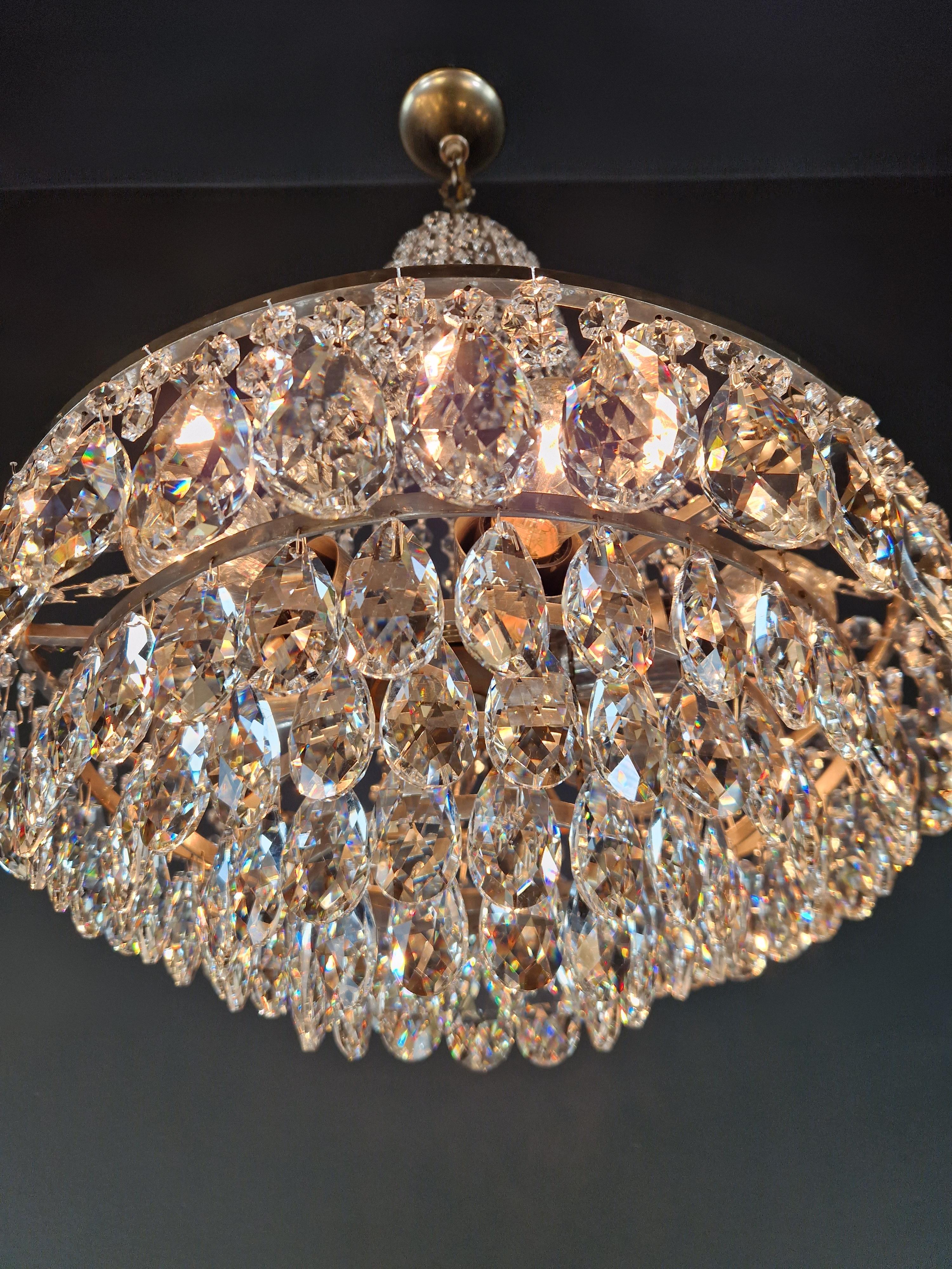 Elegant Mid-Century Modern Chandelier Brass Vintage Germany, ca. 1950 4