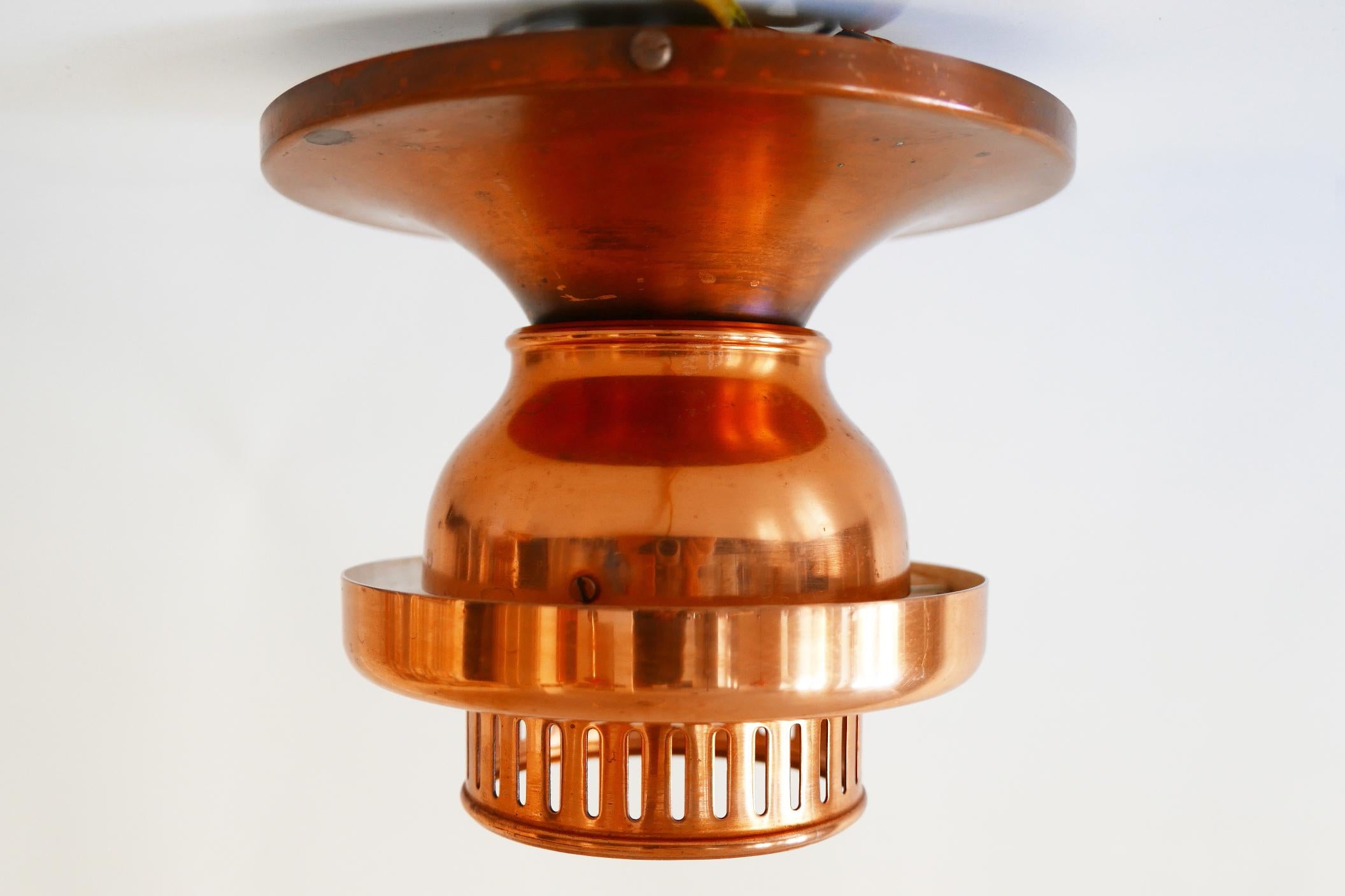 Elegant Mid-Century Modern Copper Ceiling Lamps or Flush Mounts, 1960s, Denmark For Sale 5