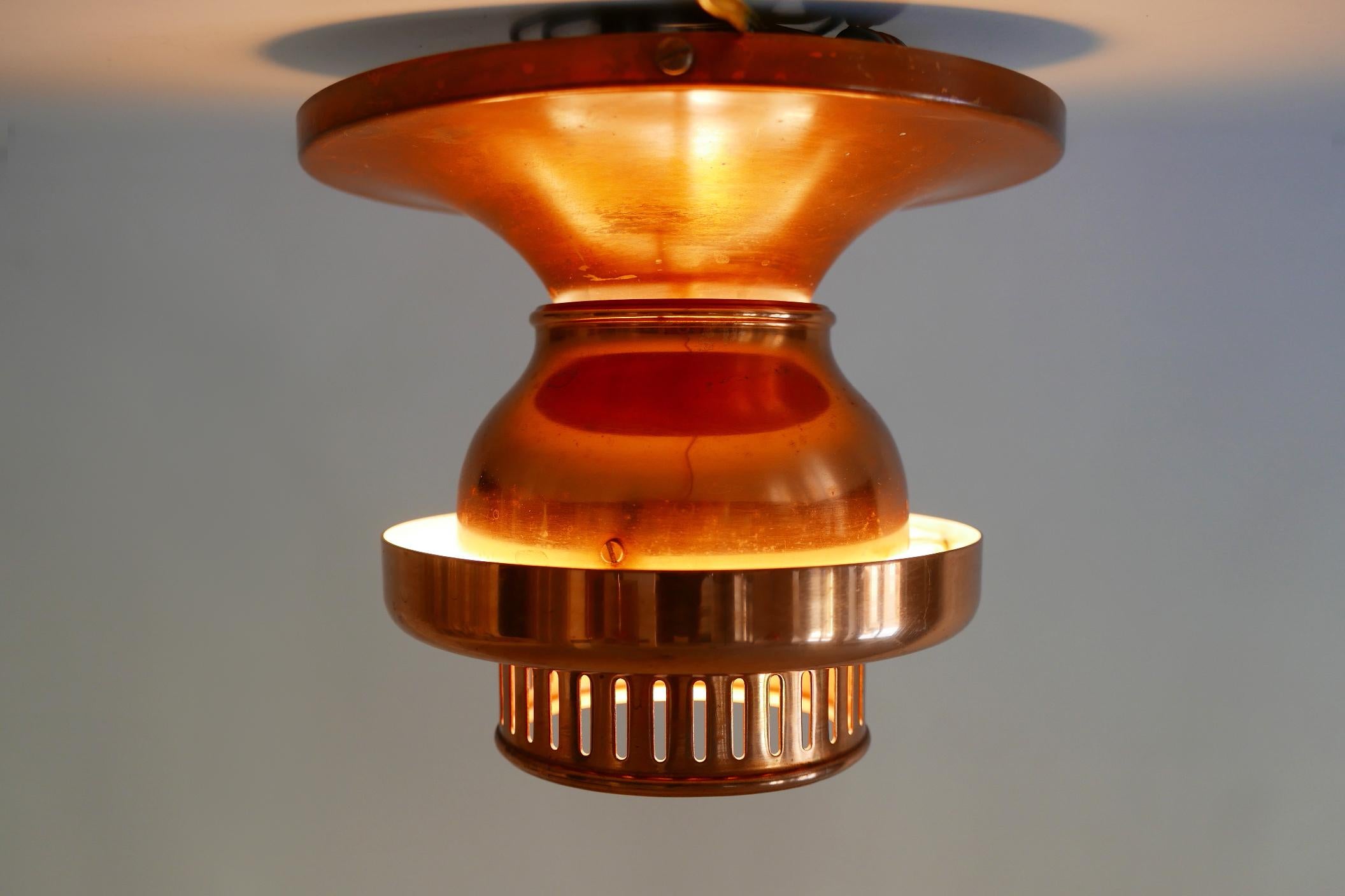 Elegant Mid-Century Modern Copper Ceiling Lamps or Flush Mounts, 1960s, Denmark For Sale 6