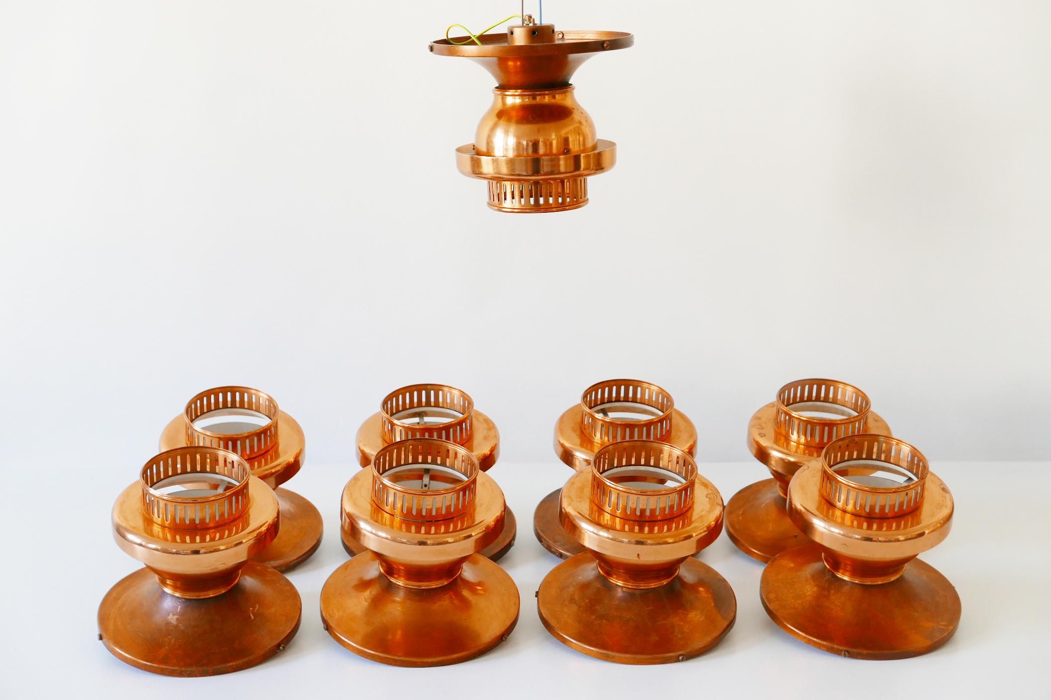 Eleganti lampade da soffitto o plafoniere in rame della modernità di metà secolo, anni '60, Danimarca in vendita 5