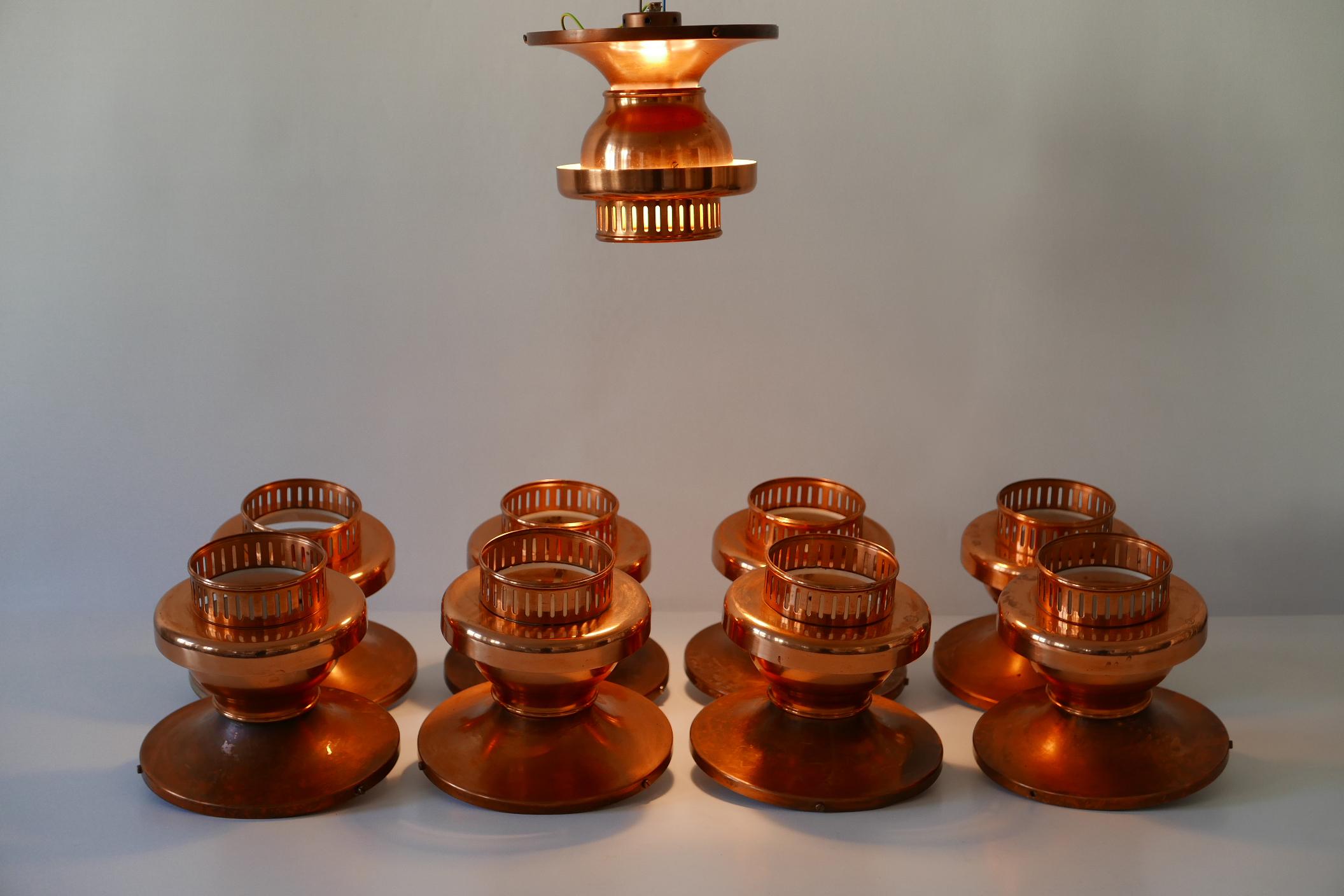 Elegant Mid-Century Modern Copper Ceiling Lamps or Flush Mounts, 1960s, Denmark For Sale 8