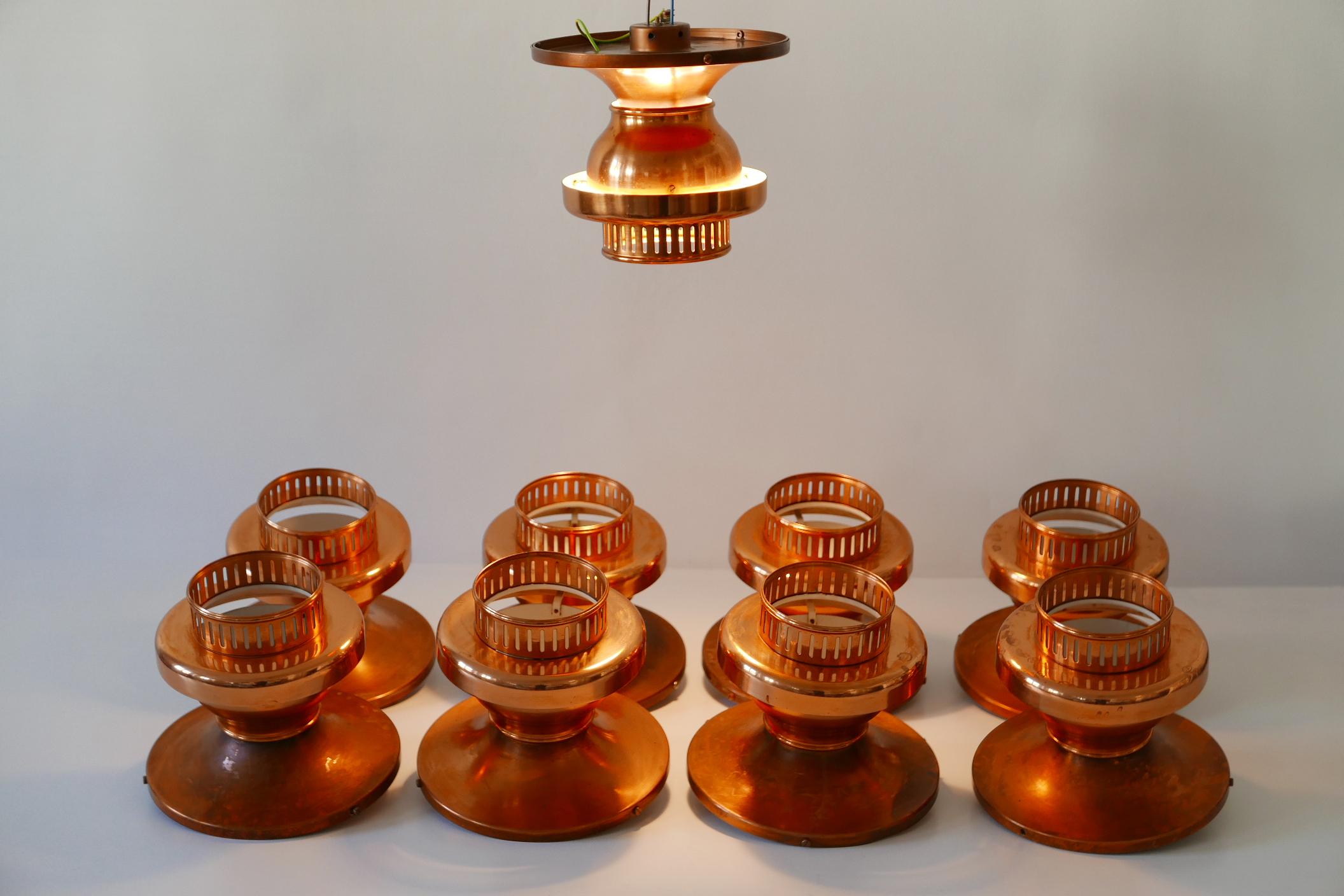 Eleganti lampade da soffitto o plafoniere in rame della modernità di metà secolo, anni '60, Danimarca in vendita 8