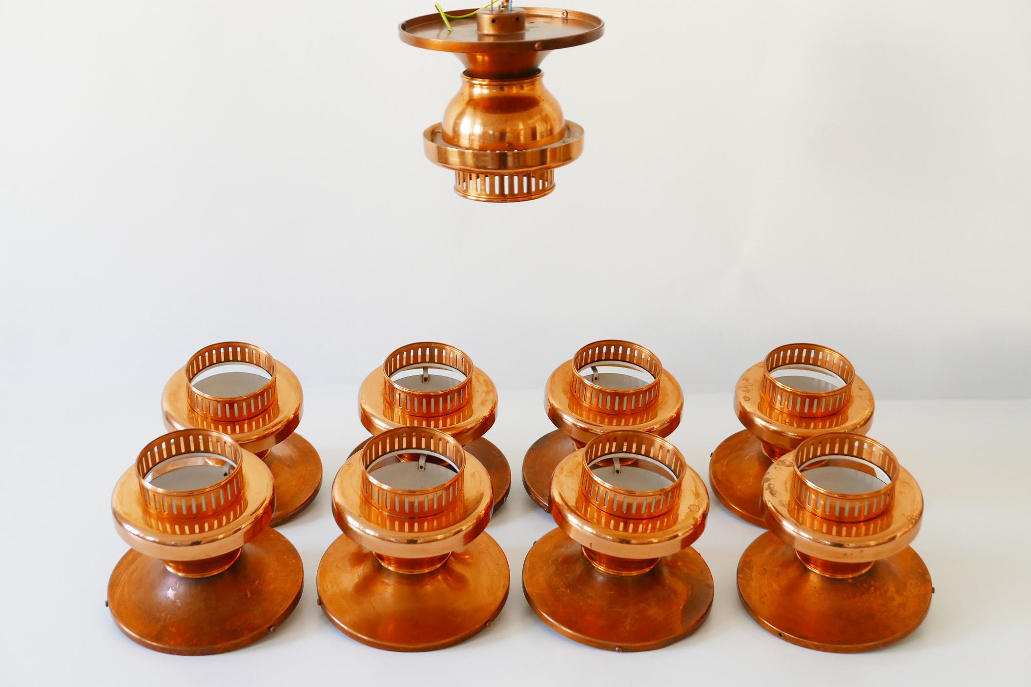 Eleganti lampade da soffitto o plafoniere in rame della modernità di metà secolo, anni '60, Danimarca in vendita 9