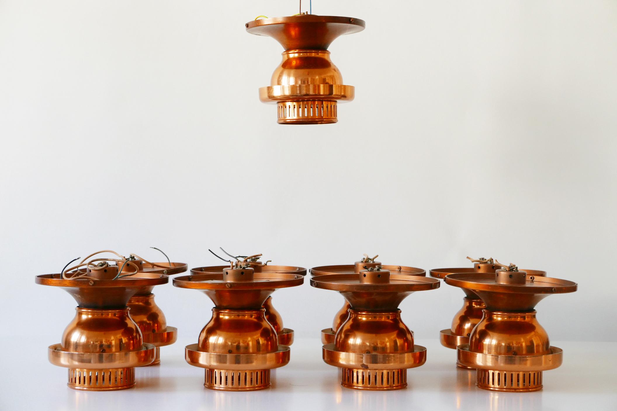 Eleganti lampade da soffitto o plafoniere in rame della modernità di metà secolo, anni '60, Danimarca in vendita 10