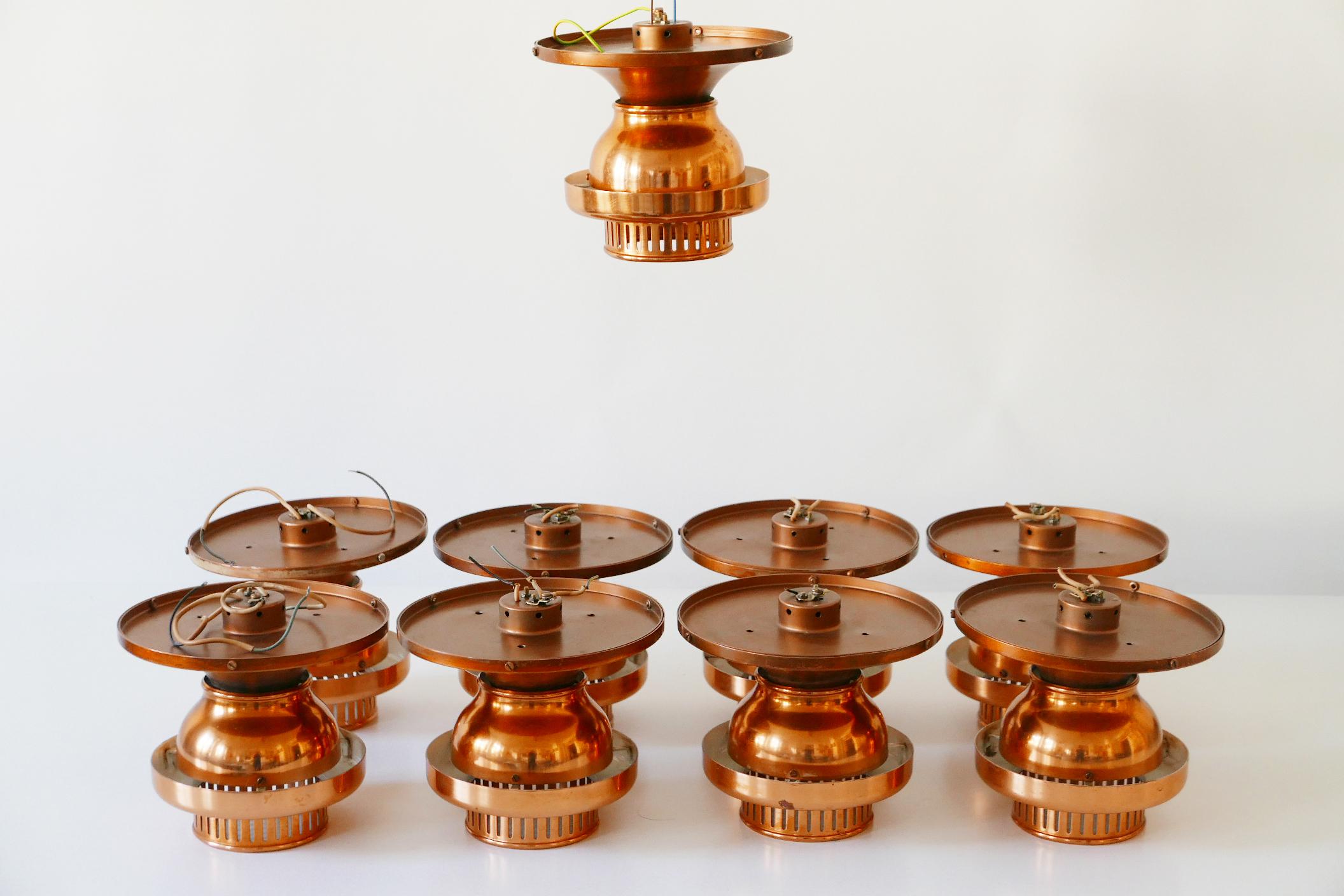 Elegant Mid-Century Modern Copper Ceiling Lamps or Flush Mounts, 1960s, Denmark For Sale 13