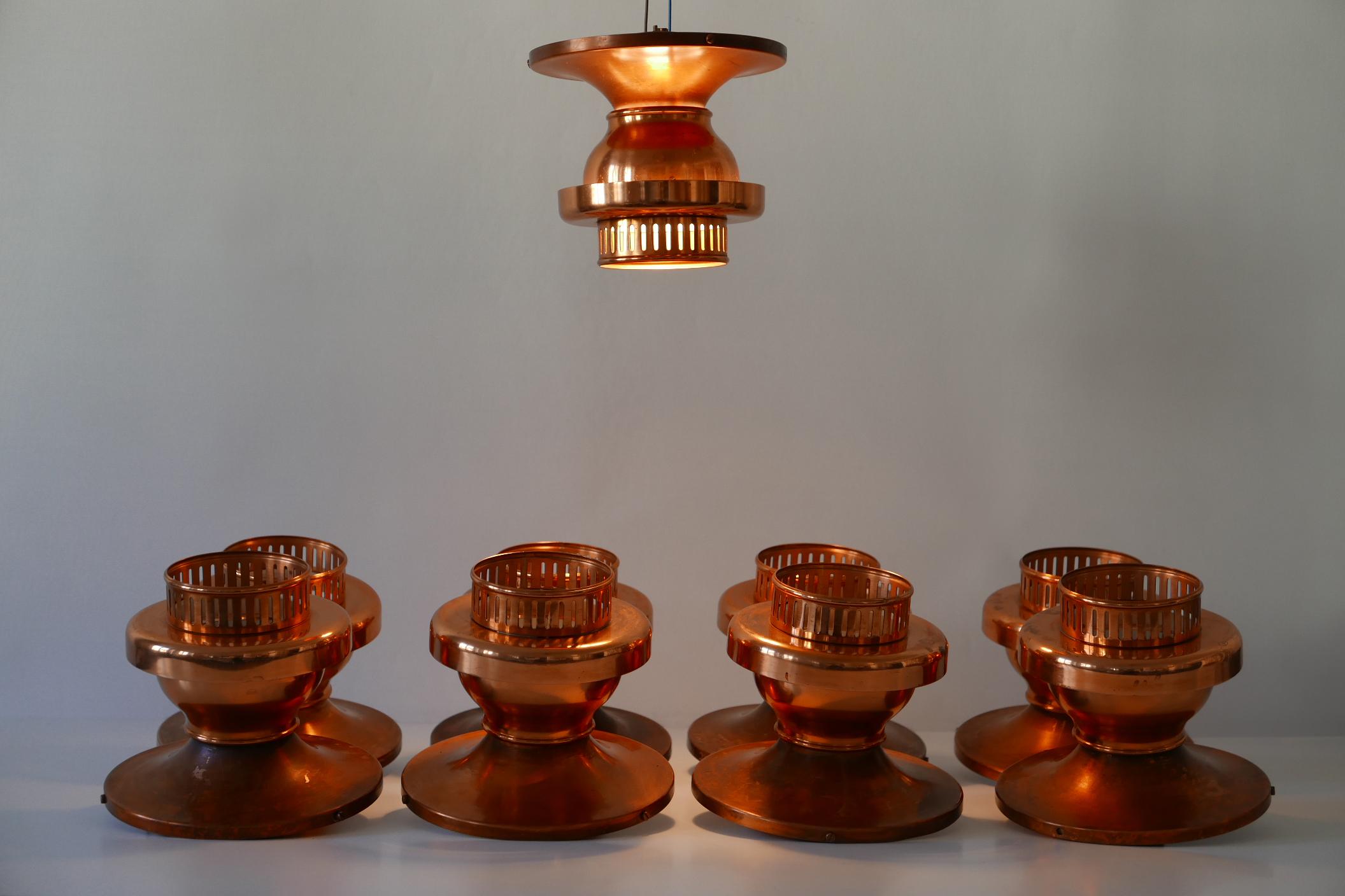 Danish Elegant Mid-Century Modern Copper Ceiling Lamps or Flush Mounts, 1960s, Denmark For Sale